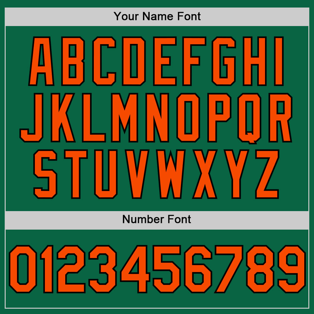 Custom Kelly Green Orange-Black Line Authentic Baseball Jersey view 5