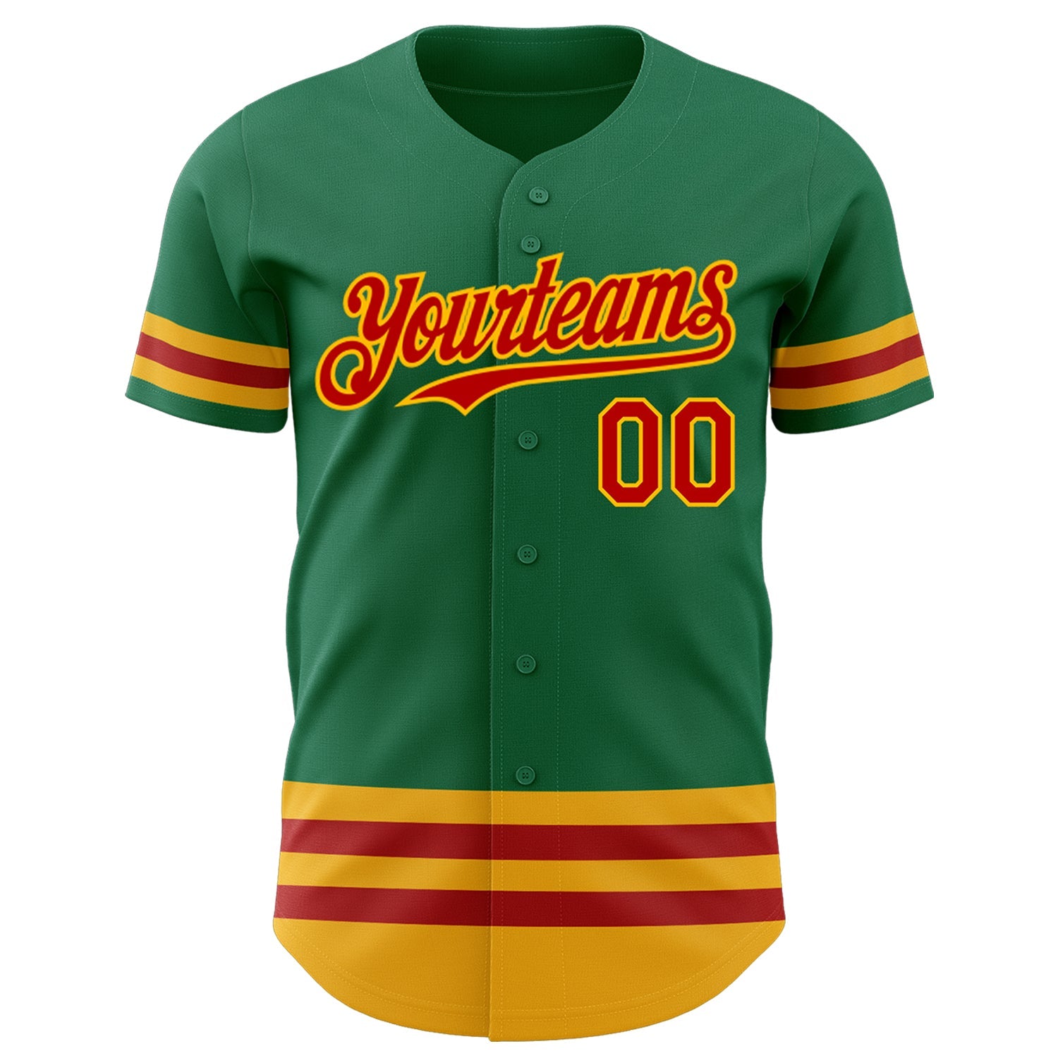 Custom Kelly Green Red-Gold Line Authentic Baseball Jersey view 2