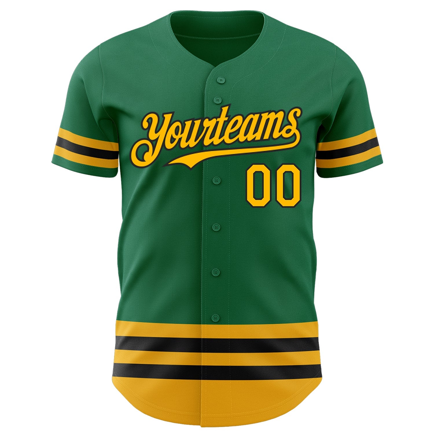 Custom Kelly Green Gold-Black Line Authentic Baseball Jersey view 2