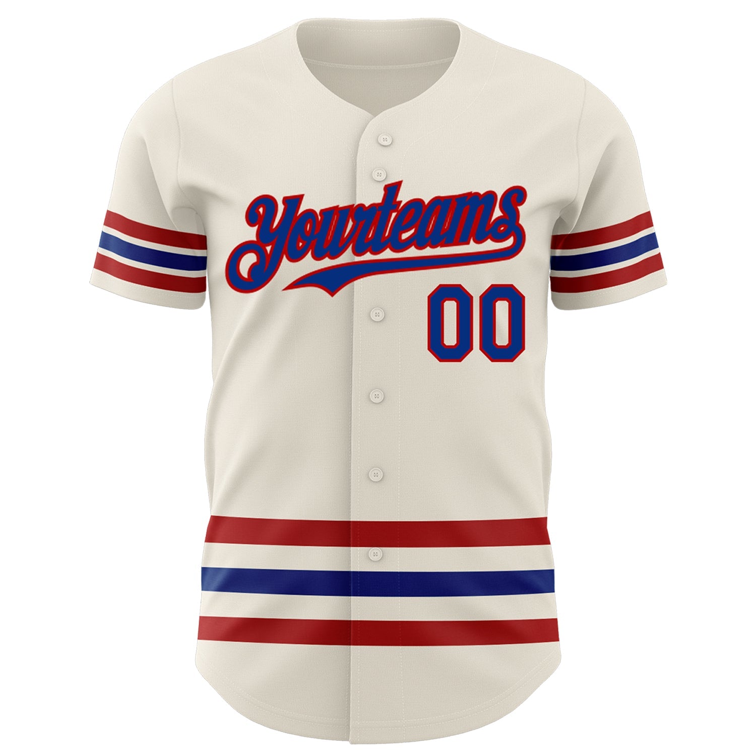Custom Cream Royal-Red Line Authentic Baseball Jersey view 2
