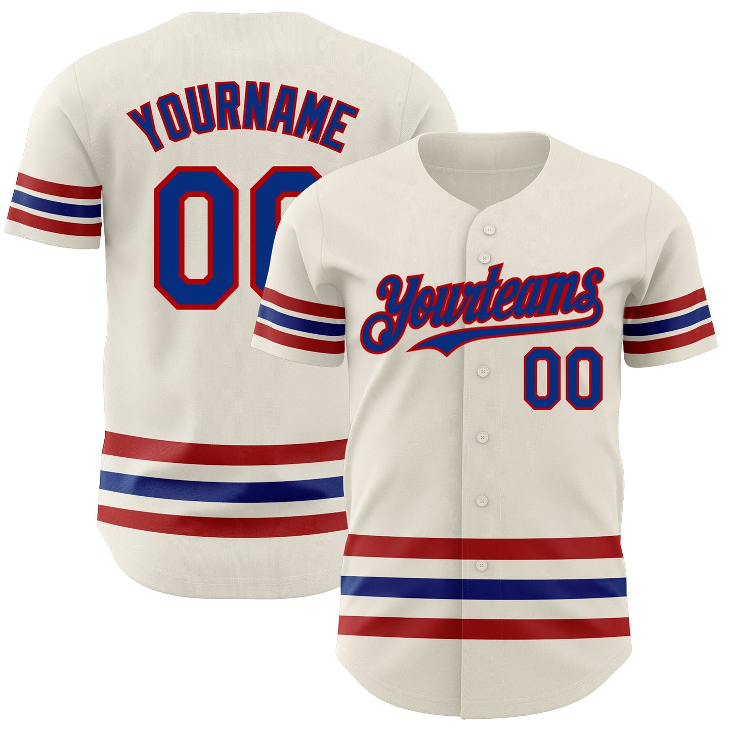 Custom Cream Royal-Red Line Authentic Baseball Jersey - Main View