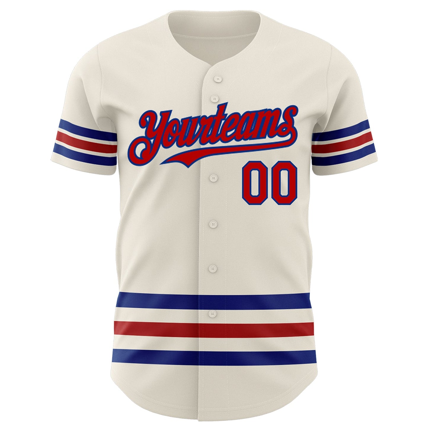 Custom Cream Red-Royal Line Authentic Baseball Jersey view 2