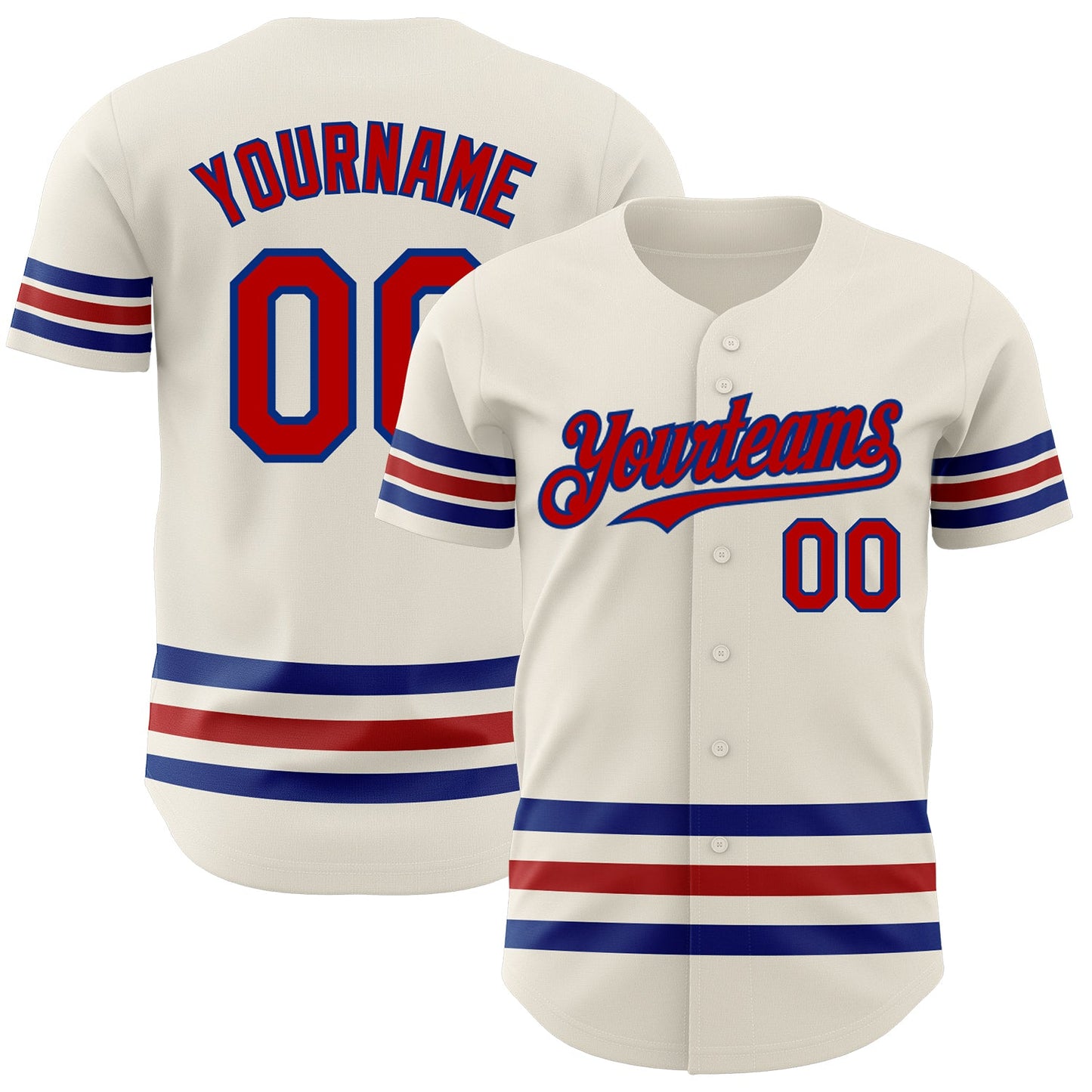 Custom Cream Red-Royal Line Authentic Baseball Jersey - Main View