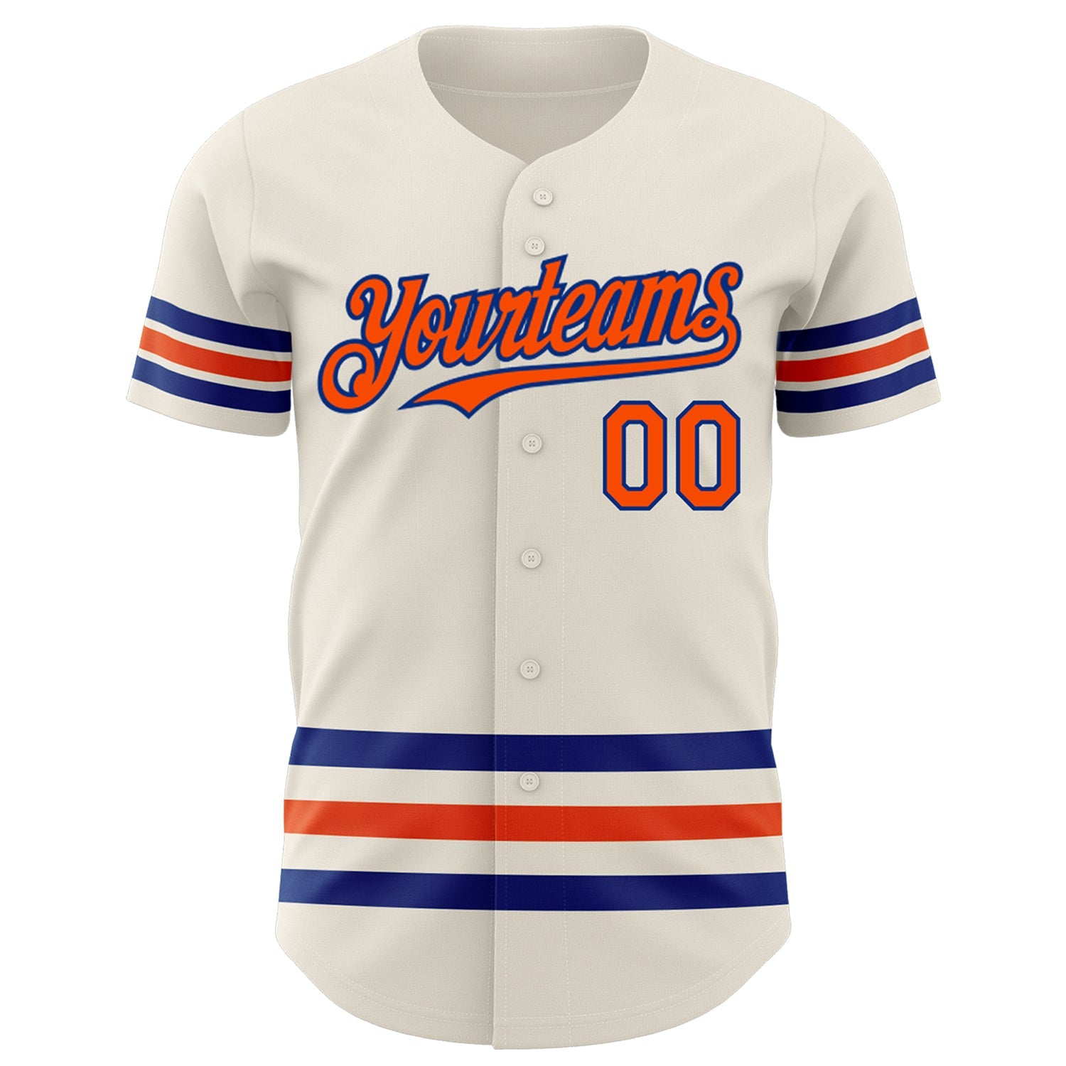 Custom Cream Orange-Royal Line Authentic Baseball Jersey view 2