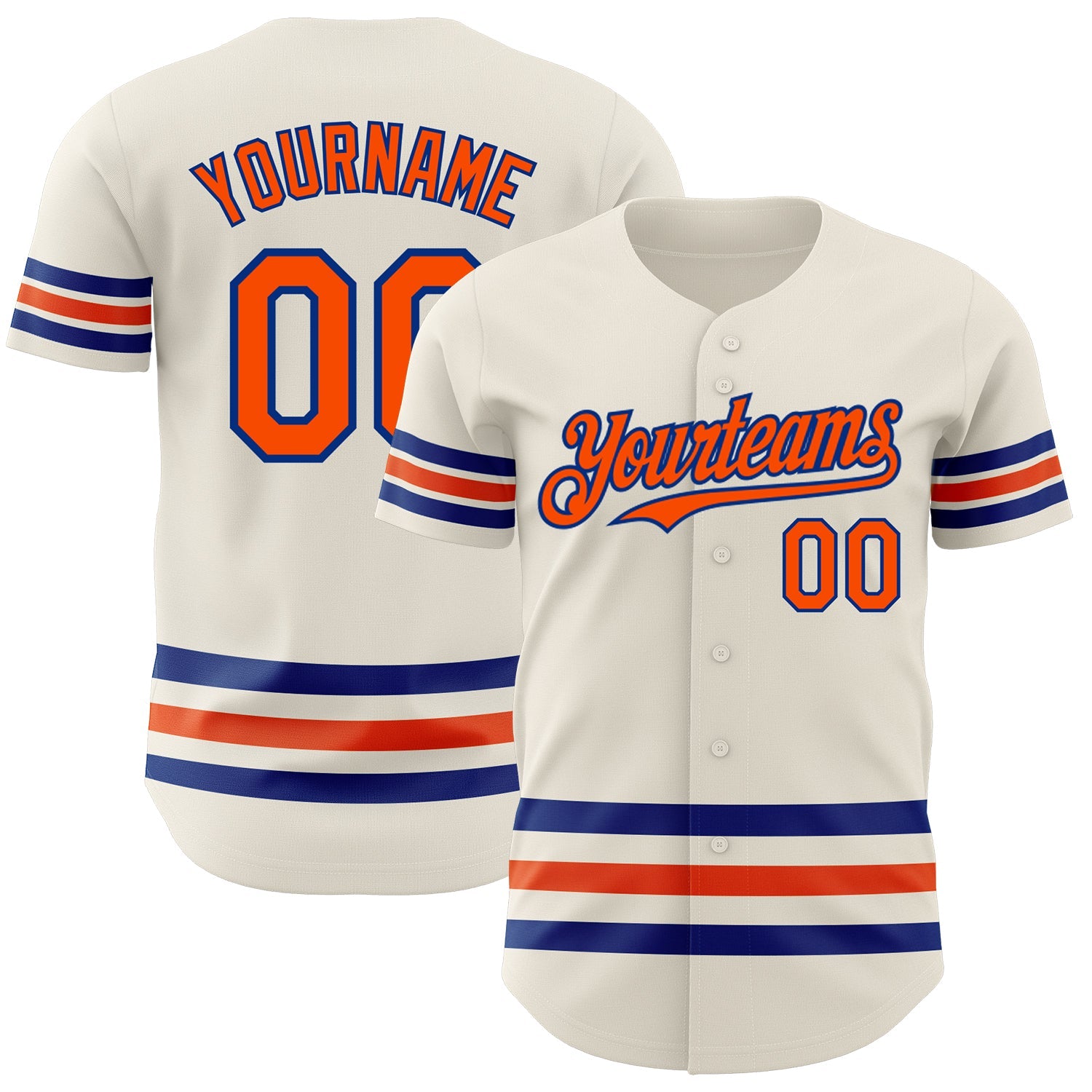 Custom Cream Orange-Royal Line Authentic Baseball Jersey - Main View