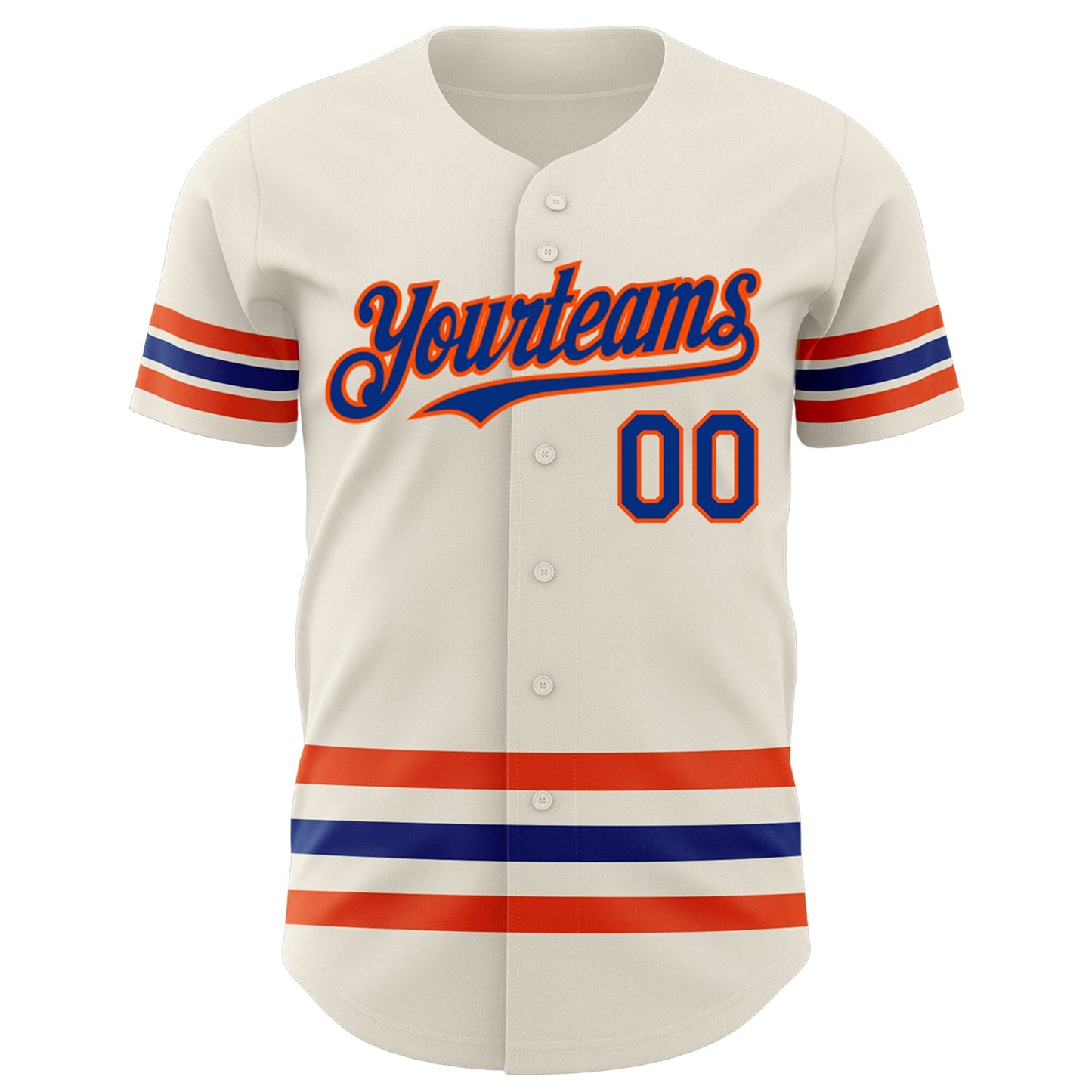Custom Cream Royal-Orange Line Authentic Baseball Jersey view 2