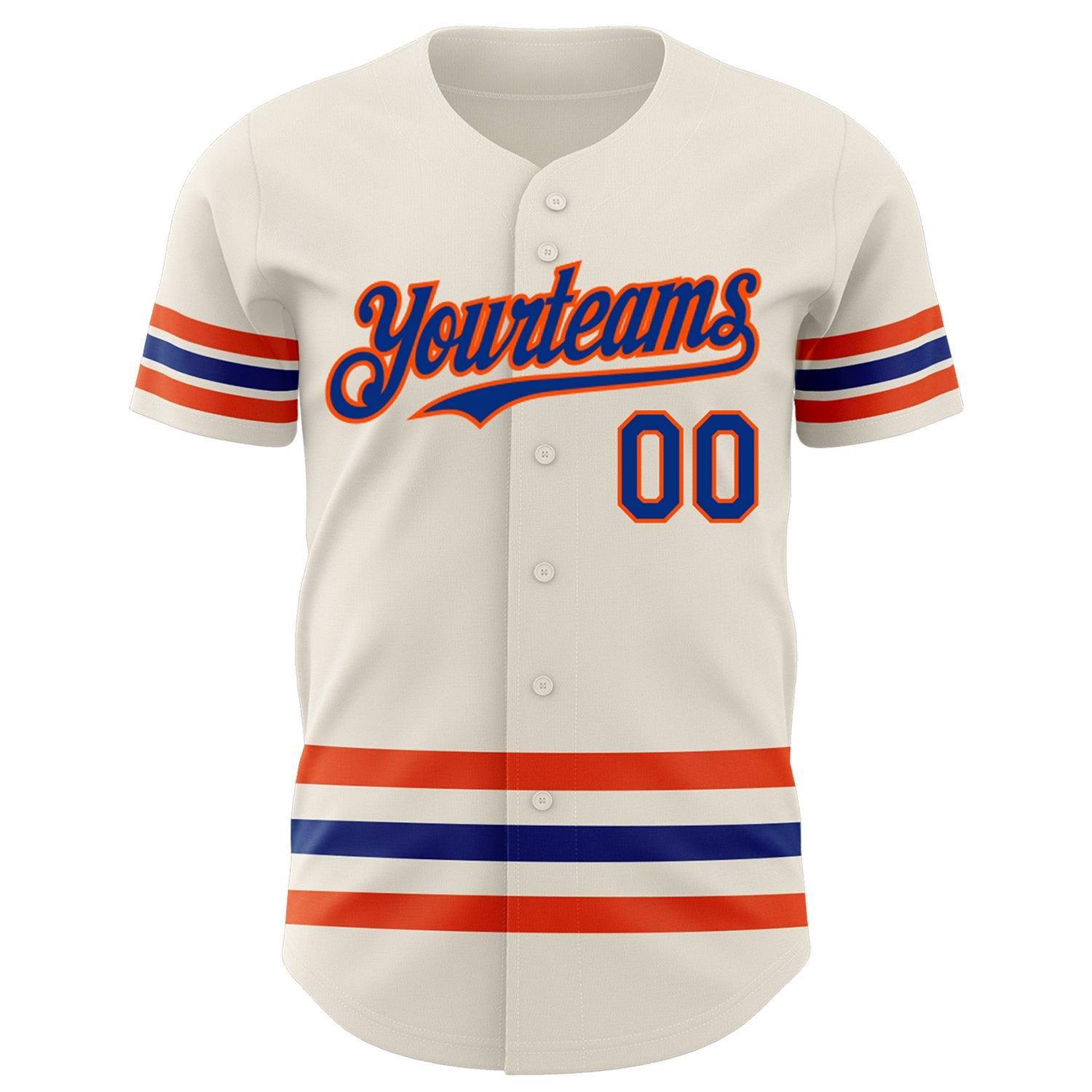 Custom Cream Royal-Orange Line Authentic Baseball Jersey view 2