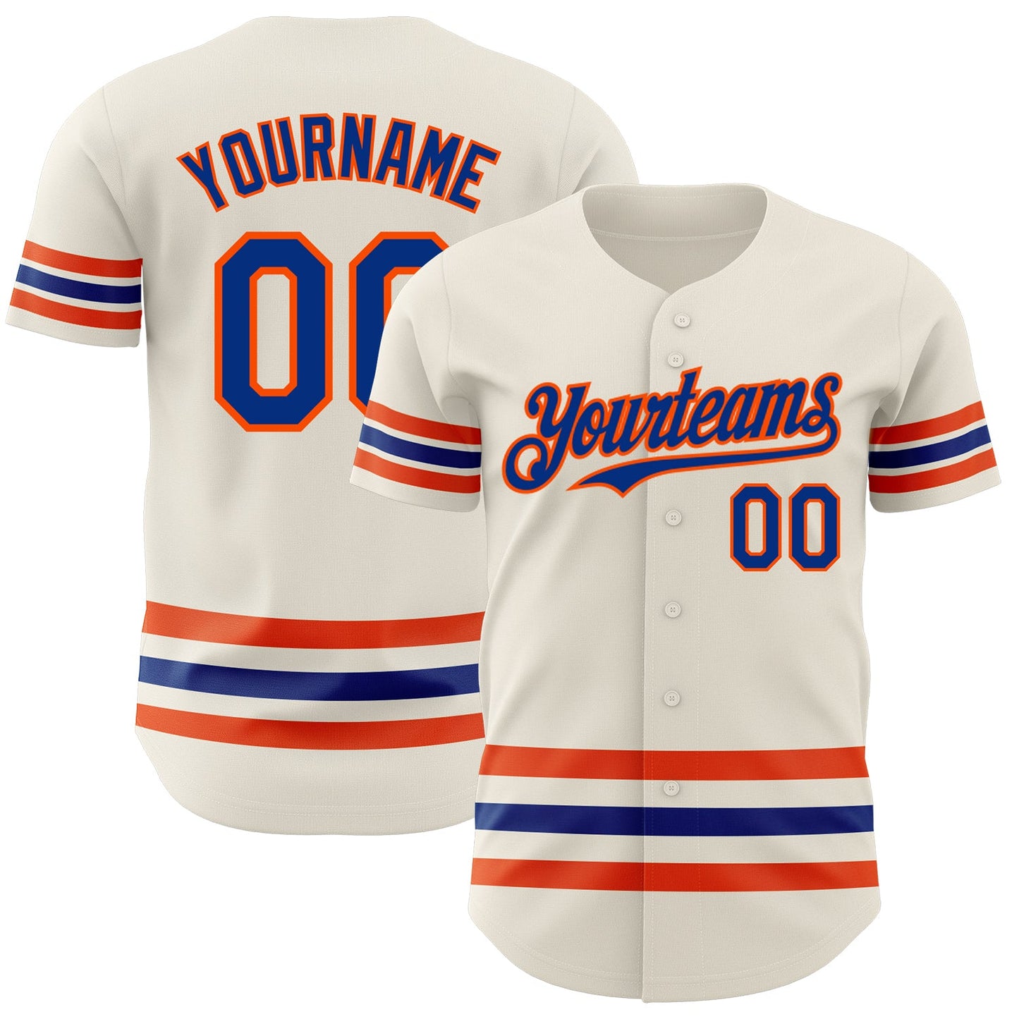 Custom Cream Royal-Orange Line Authentic Baseball Jersey - Main View