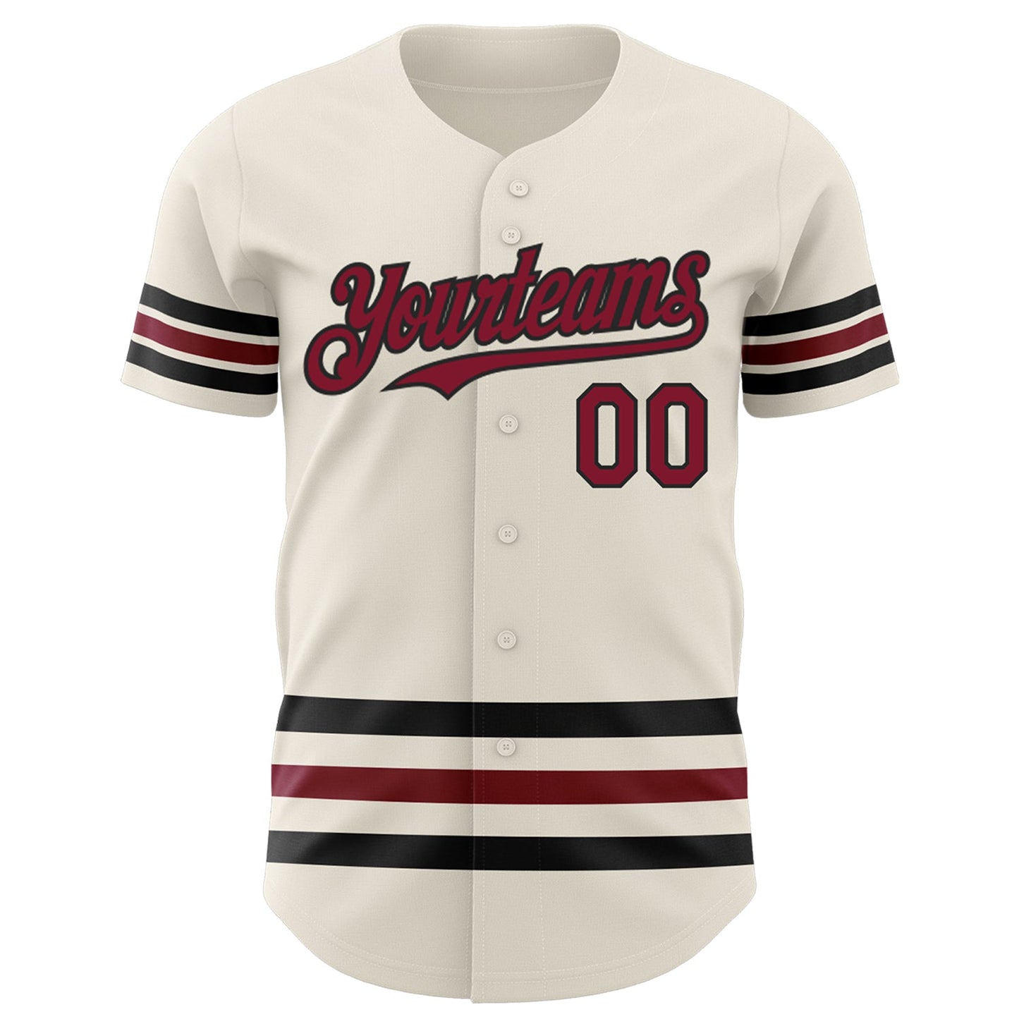 Custom Cream Crimson-Black Line Authentic Baseball Jersey view 2