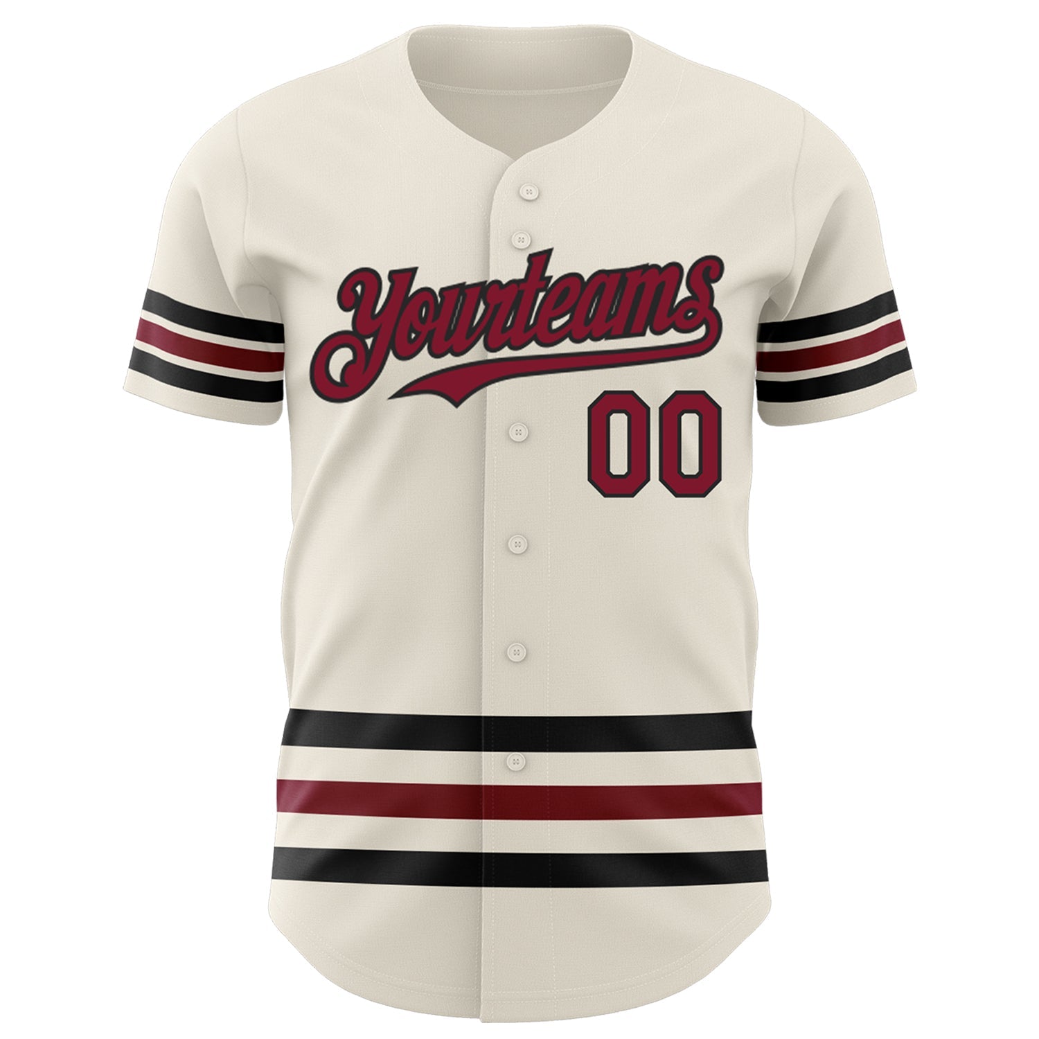 Custom Cream Crimson-Black Line Authentic Baseball Jersey view 2