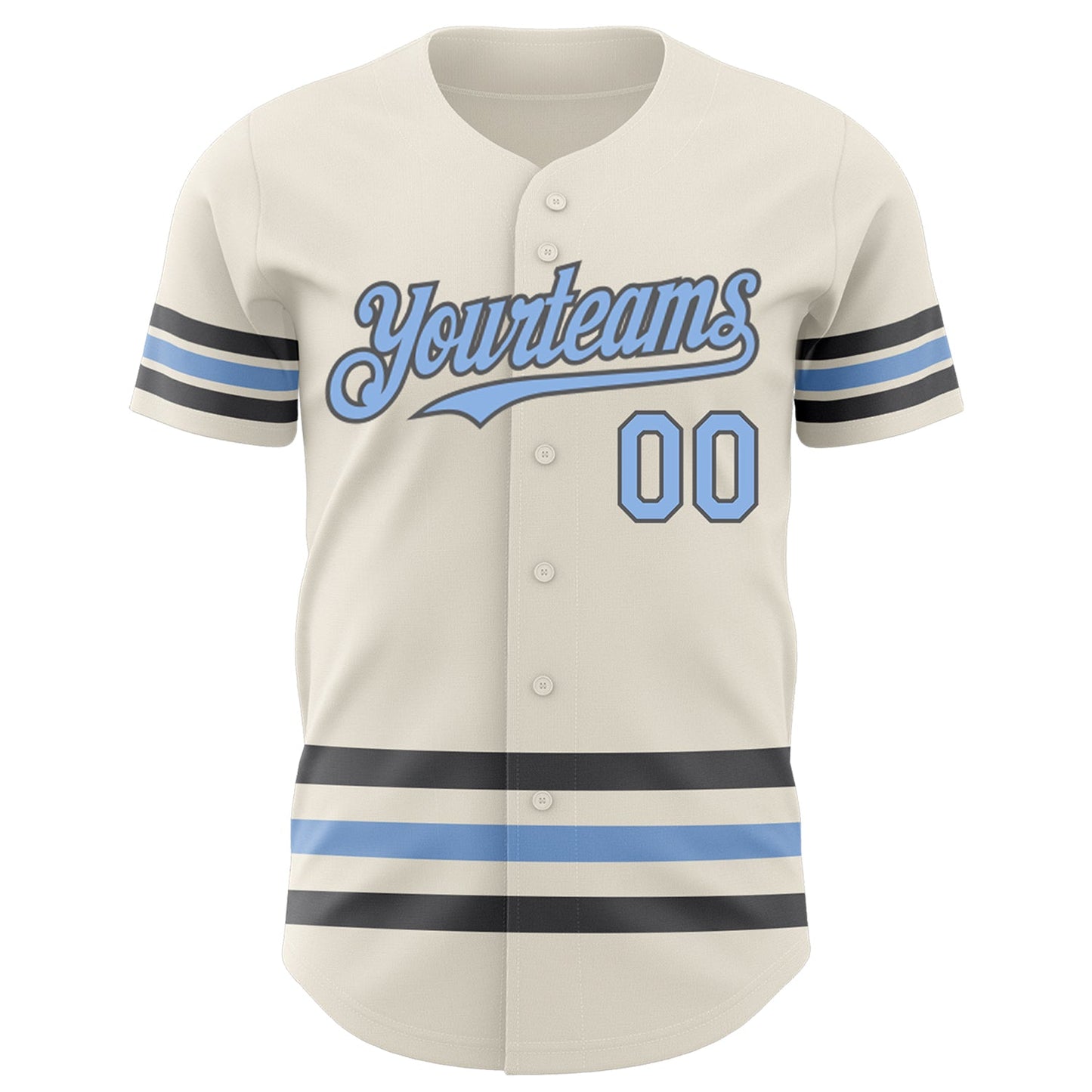 Custom Cream Light Blue-Steel Gray Line Authentic Baseball Jersey view 2