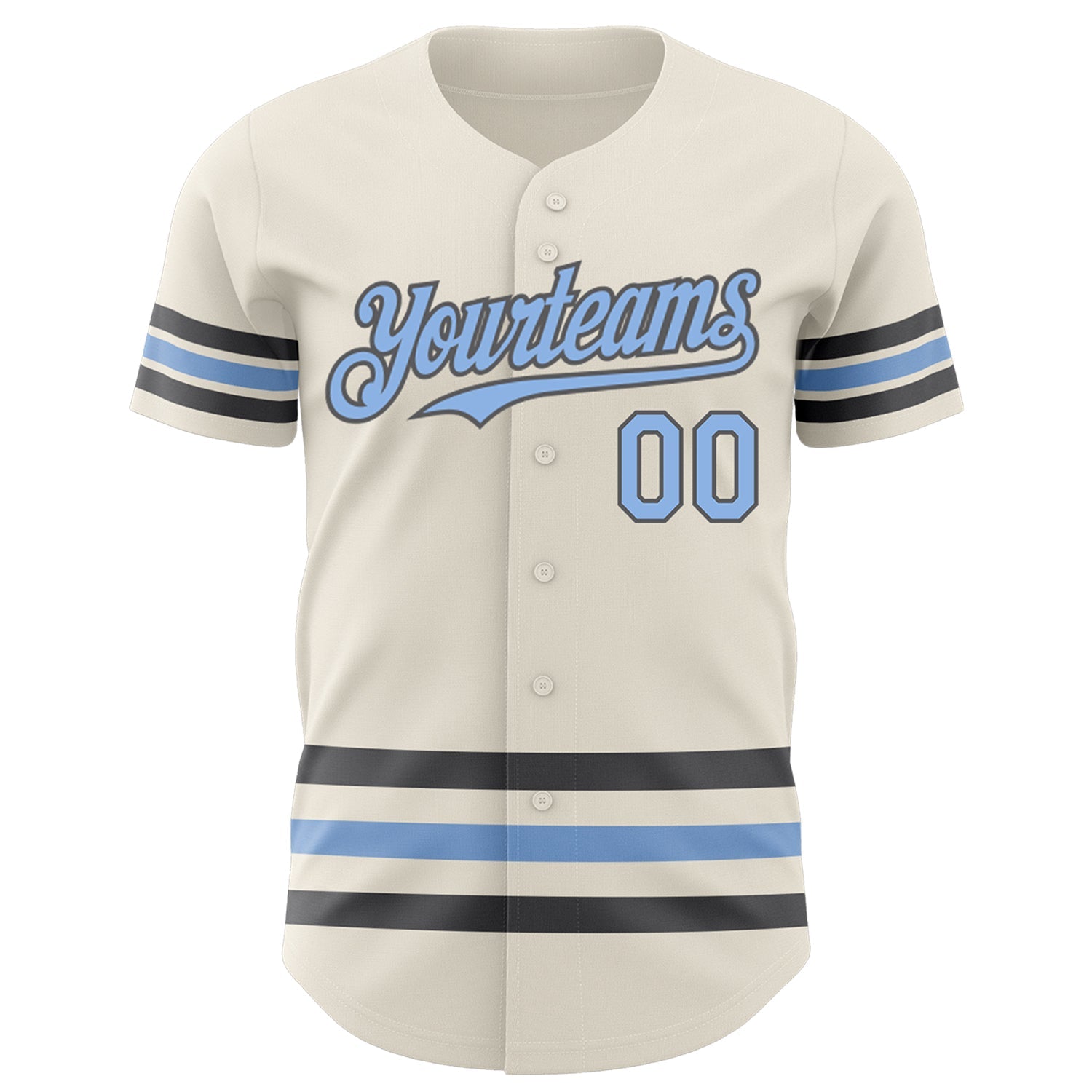 Custom Cream Light Blue-Steel Gray Line Authentic Baseball Jersey view 2