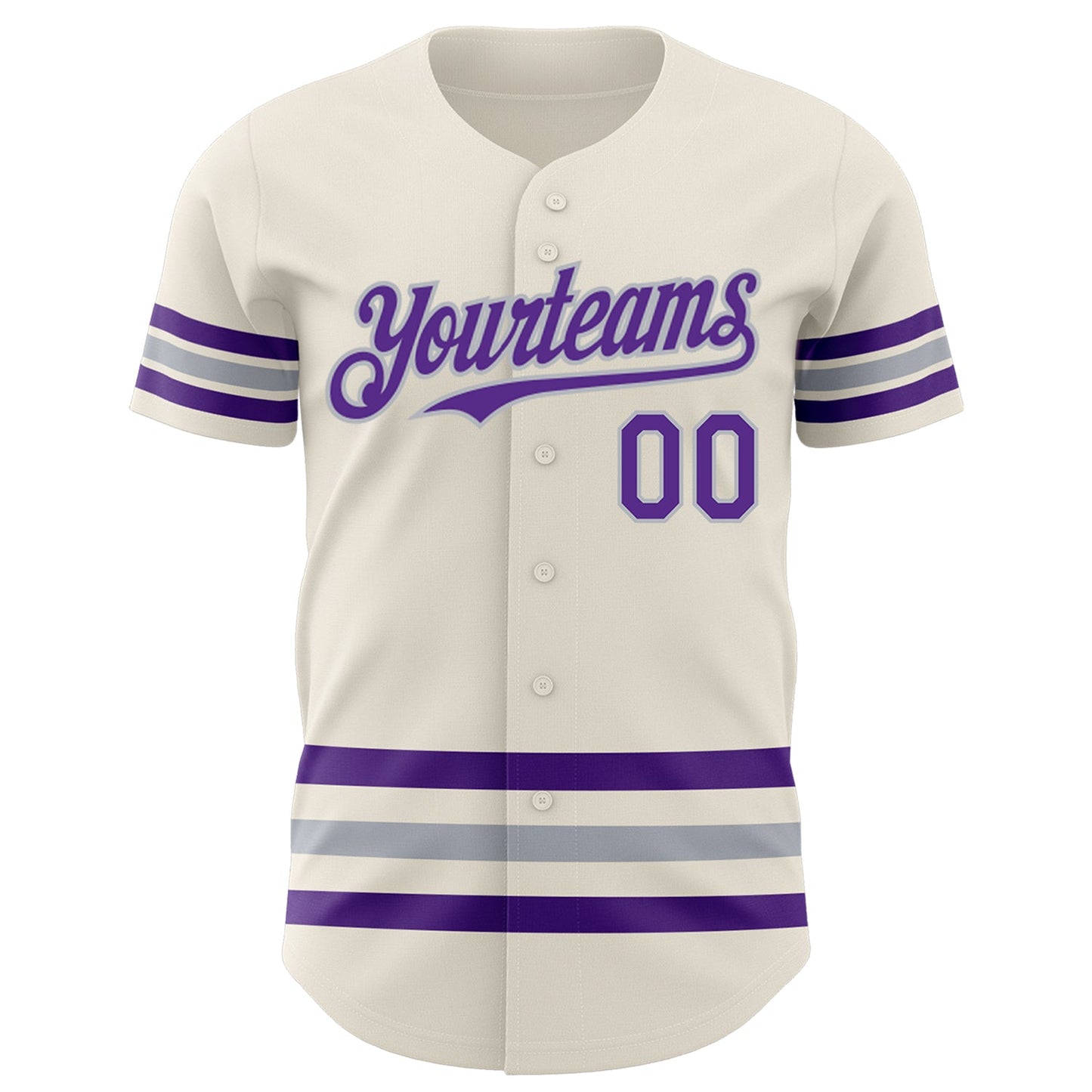 Custom Cream Purple-Gray Line Authentic Baseball Jersey view 2