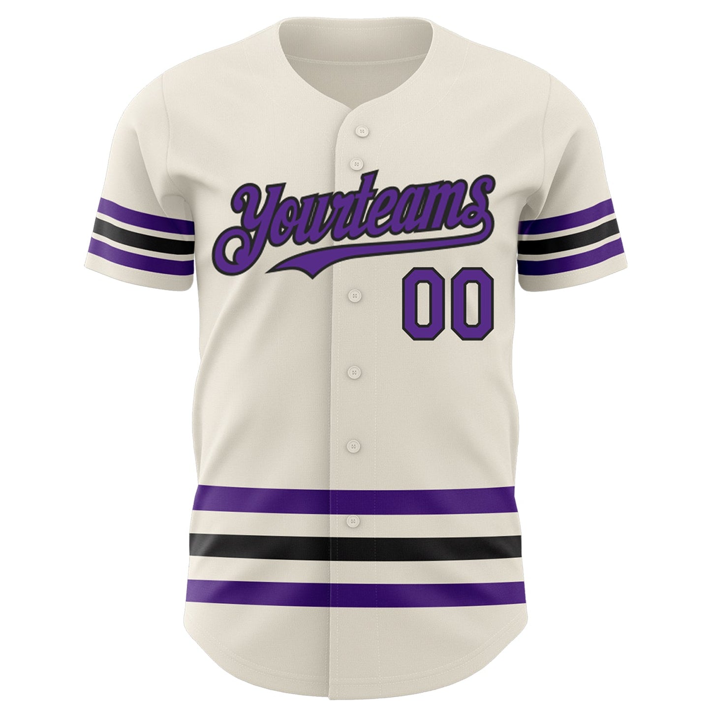 Custom Cream Purple-Black Line Authentic Baseball Jersey view 2