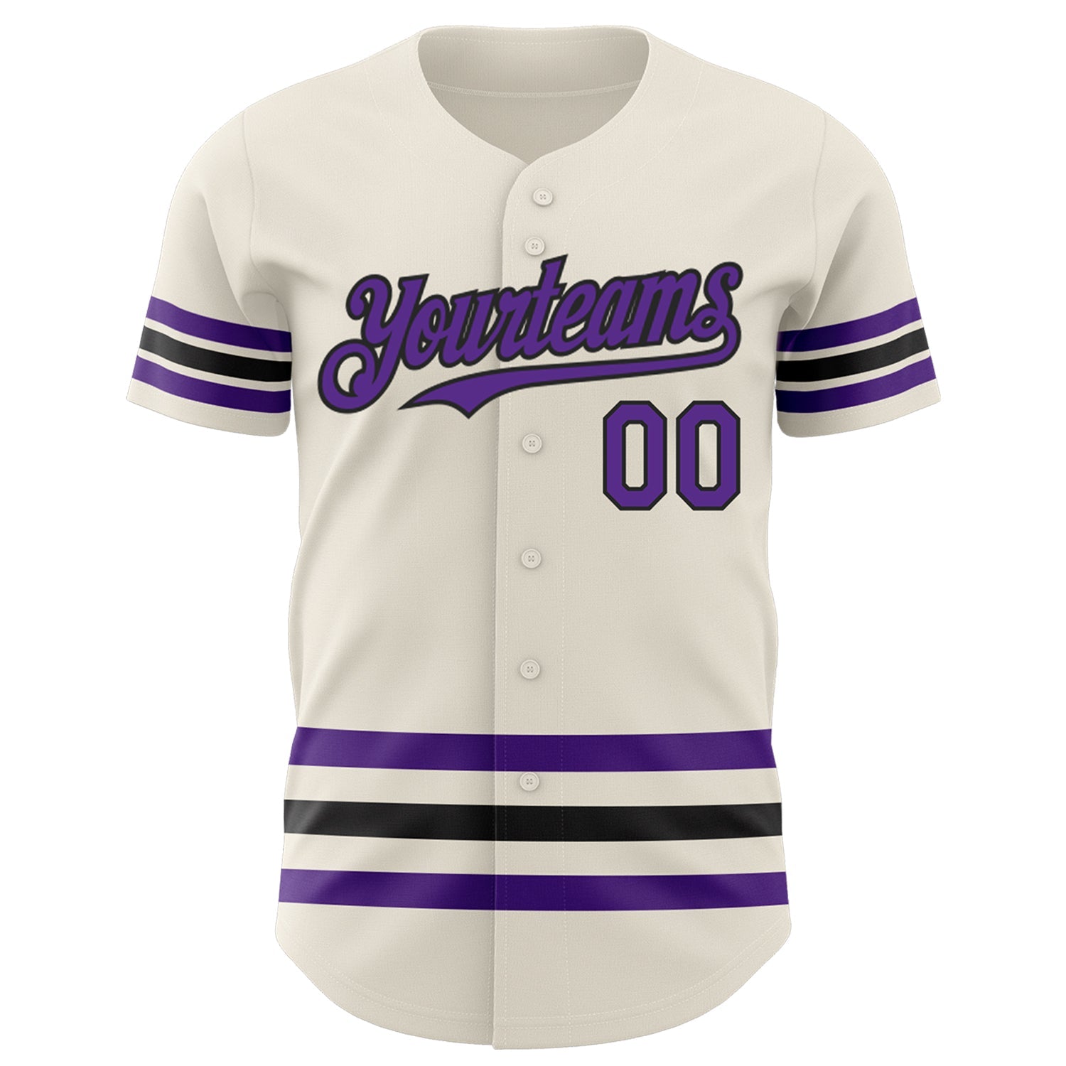 Custom Cream Purple-Black Line Authentic Baseball Jersey view 2