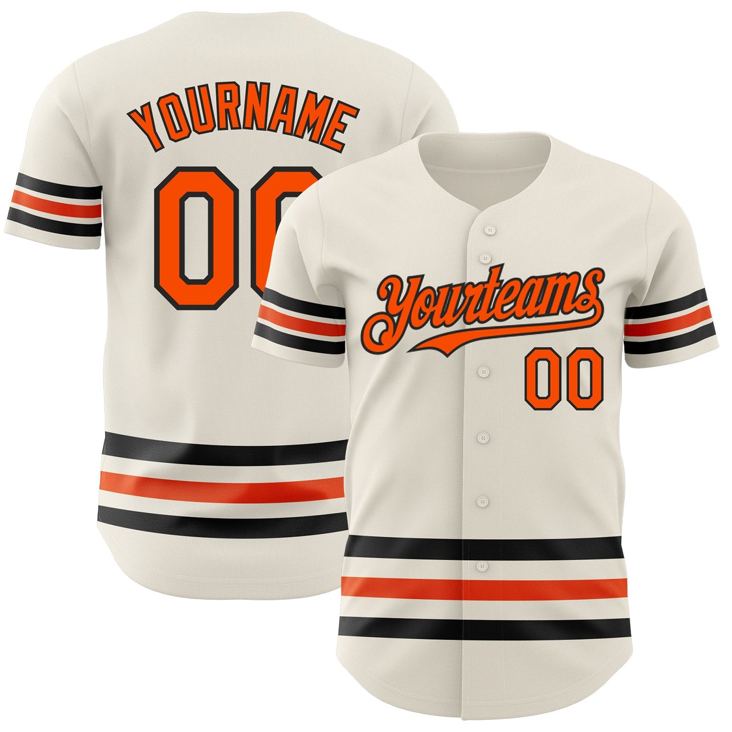 Custom Cream Orange-Black Line Authentic Baseball Jersey - Main View