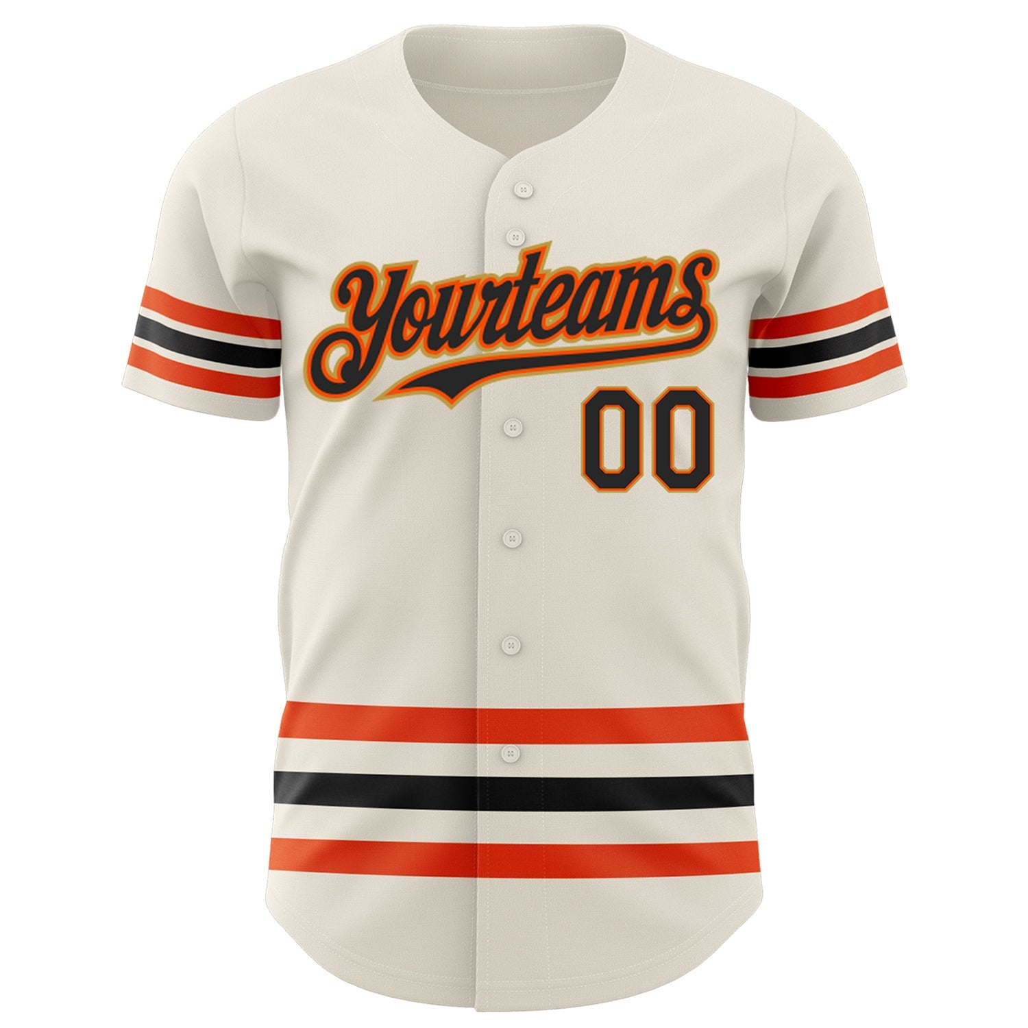 Custom Cream Black Orange-Old Gold Line Authentic Baseball Jersey view 2