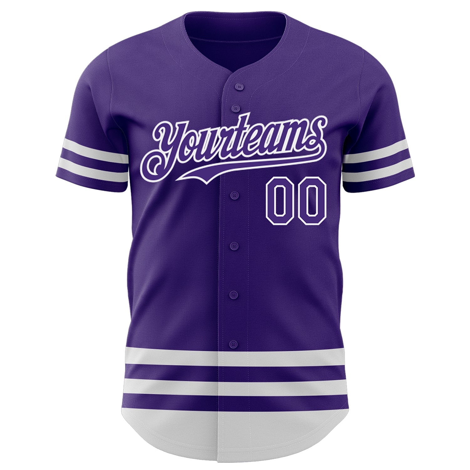 Custom Purple White Line Authentic Baseball Jersey view 2