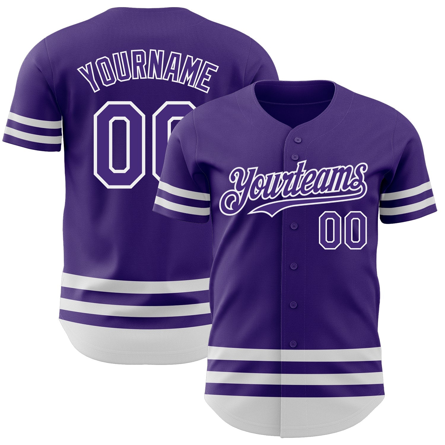 Custom Purple White Line Authentic Baseball Jersey - Main View
