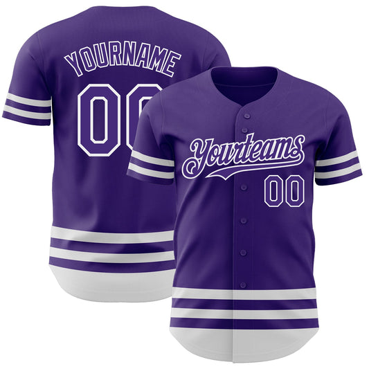 Custom Purple White Line Authentic Baseball Jersey - Main View