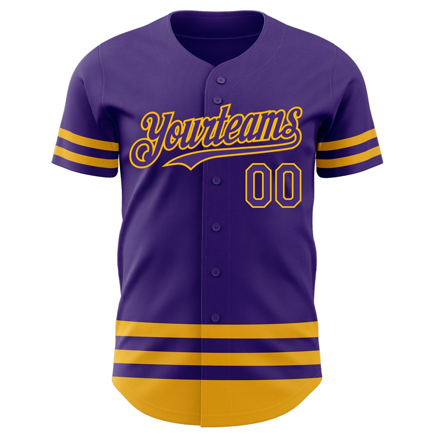 Custom Purple Gold Line Authentic Baseball Jersey view 2