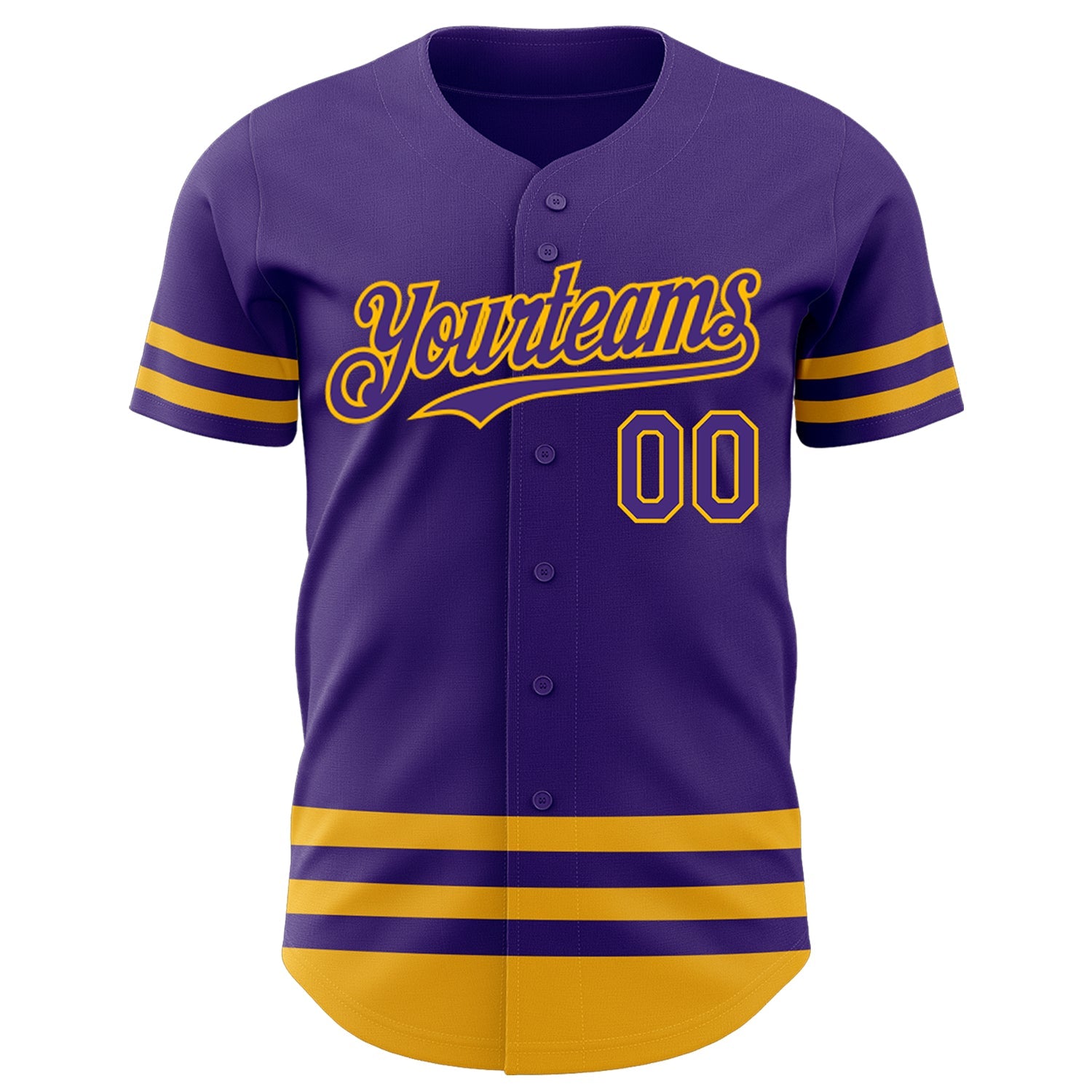 Custom Purple Gold Line Authentic Baseball Jersey view 2