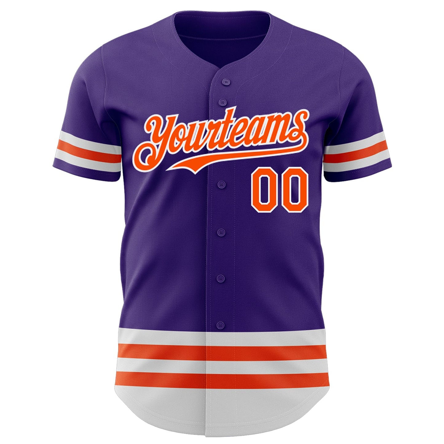 Custom Purple Orange-White Line Authentic Baseball Jersey view 2