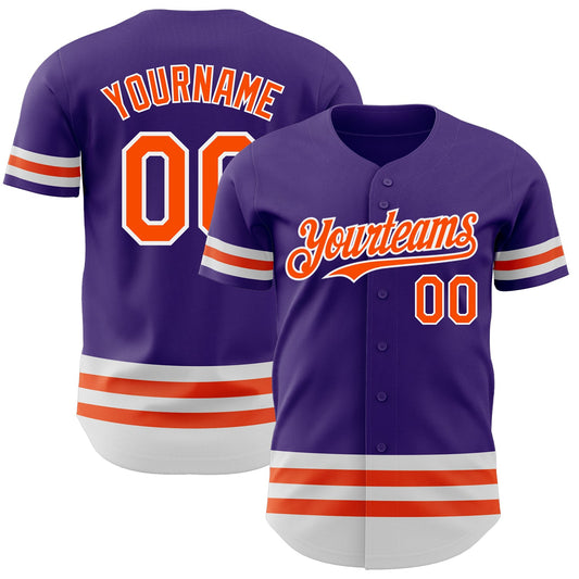 Custom Purple Orange-White Line Authentic Baseball Jersey - Main View