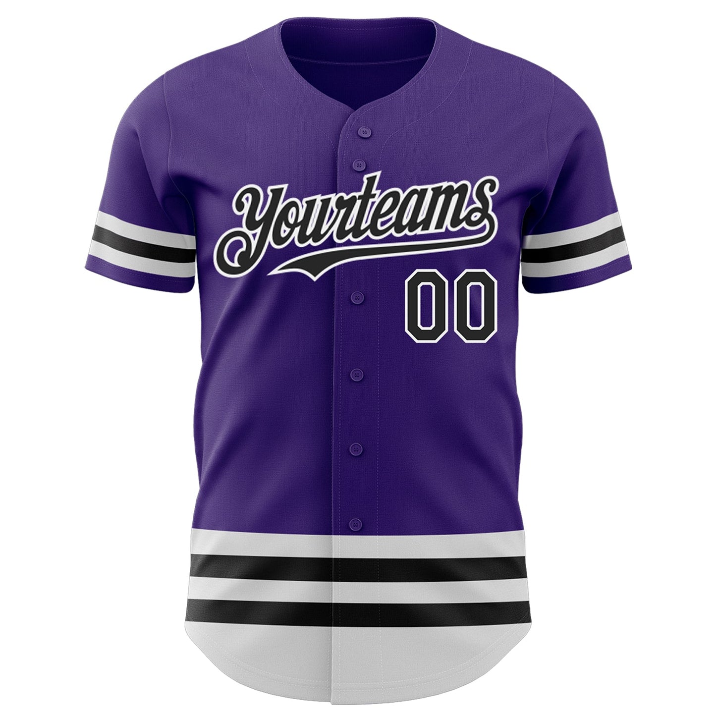 Custom Purple Black-White Line Authentic Baseball Jersey view 2