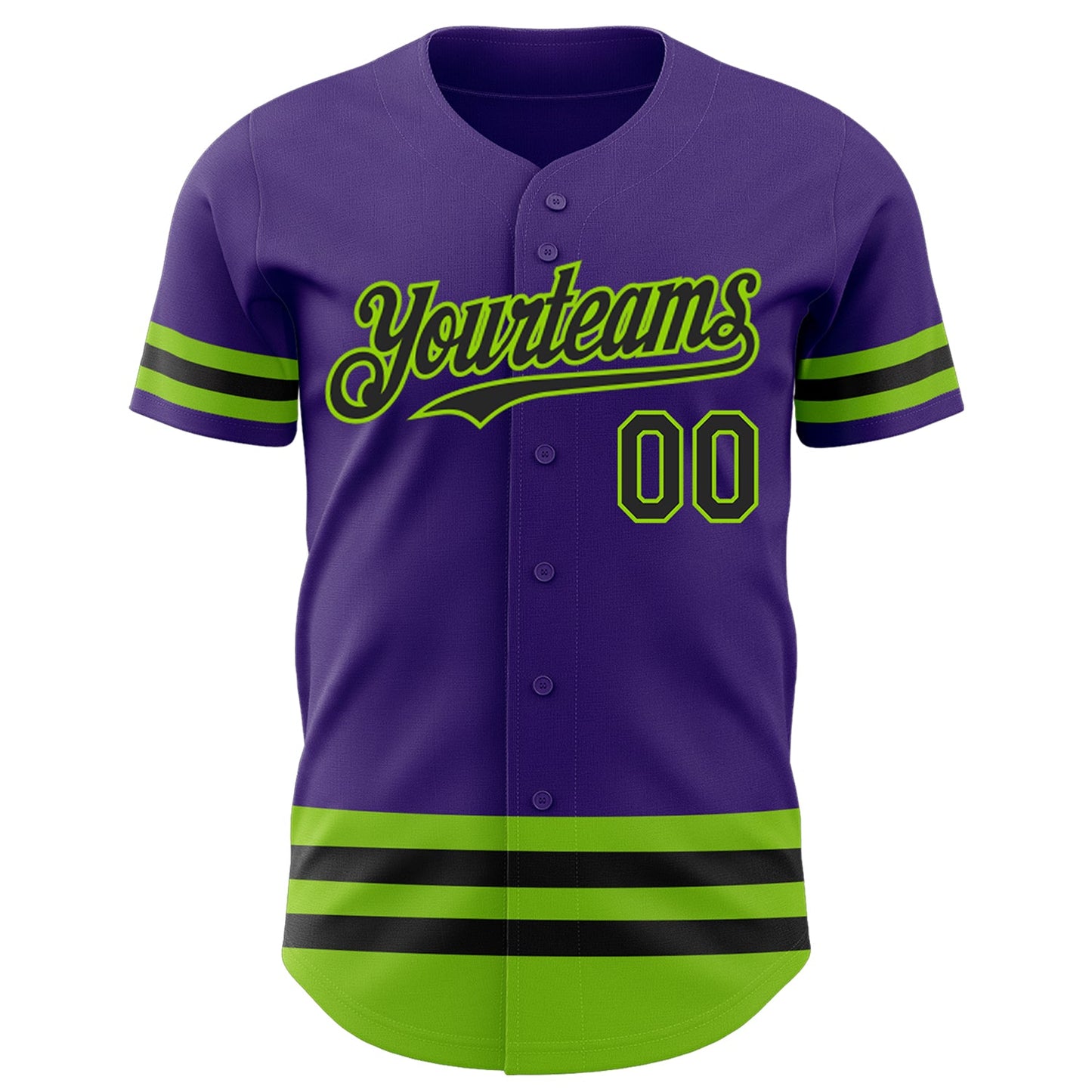 Custom Purple Black-Neon Green Line Authentic Baseball Jersey view 2