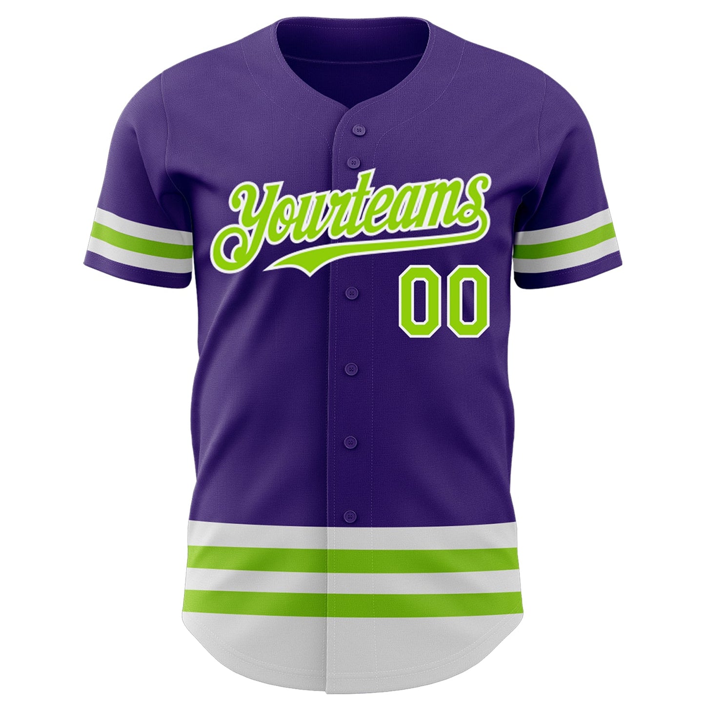 Custom Purple Neon Green-White Line Authentic Baseball Jersey view 2