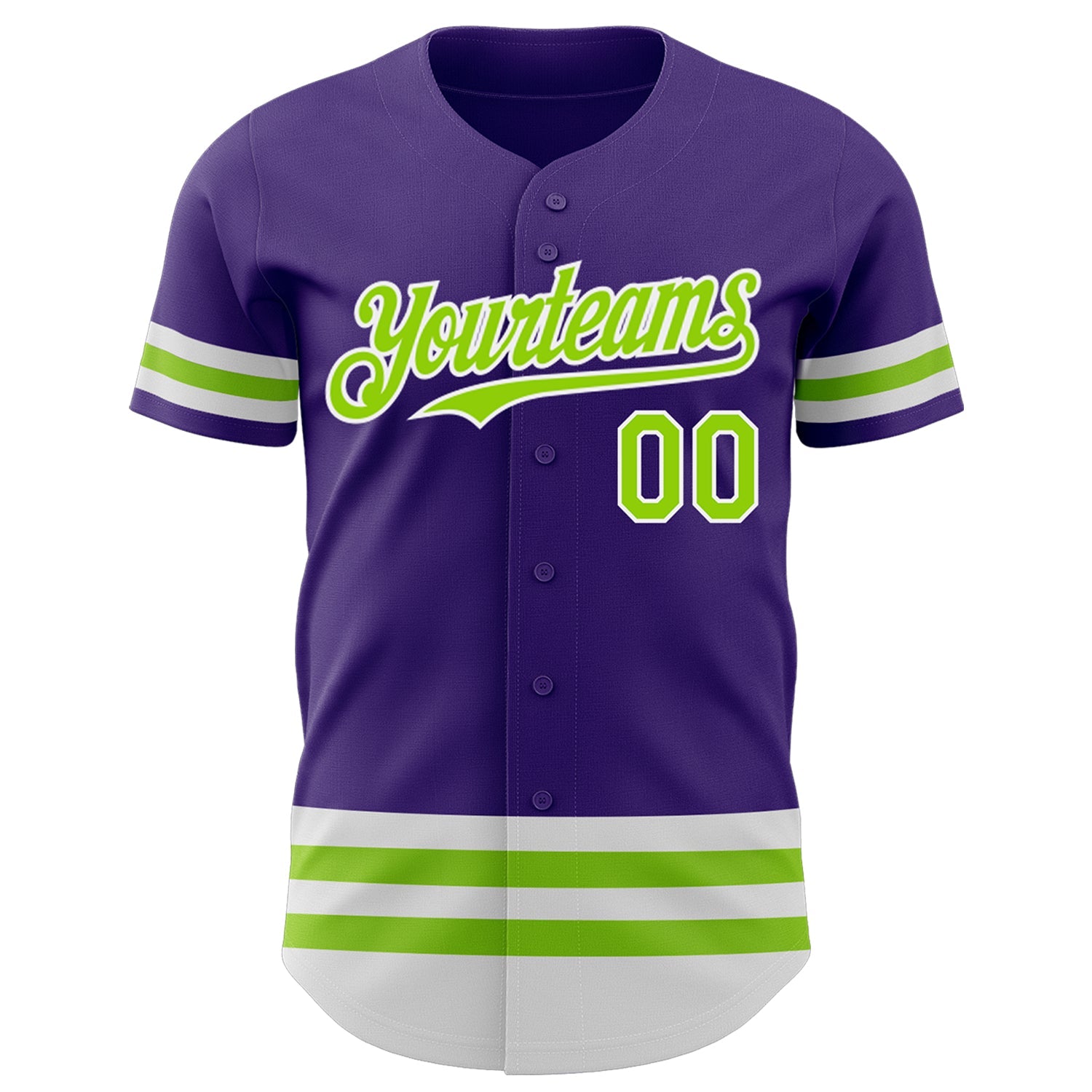Custom Purple Neon Green-White Line Authentic Baseball Jersey view 2