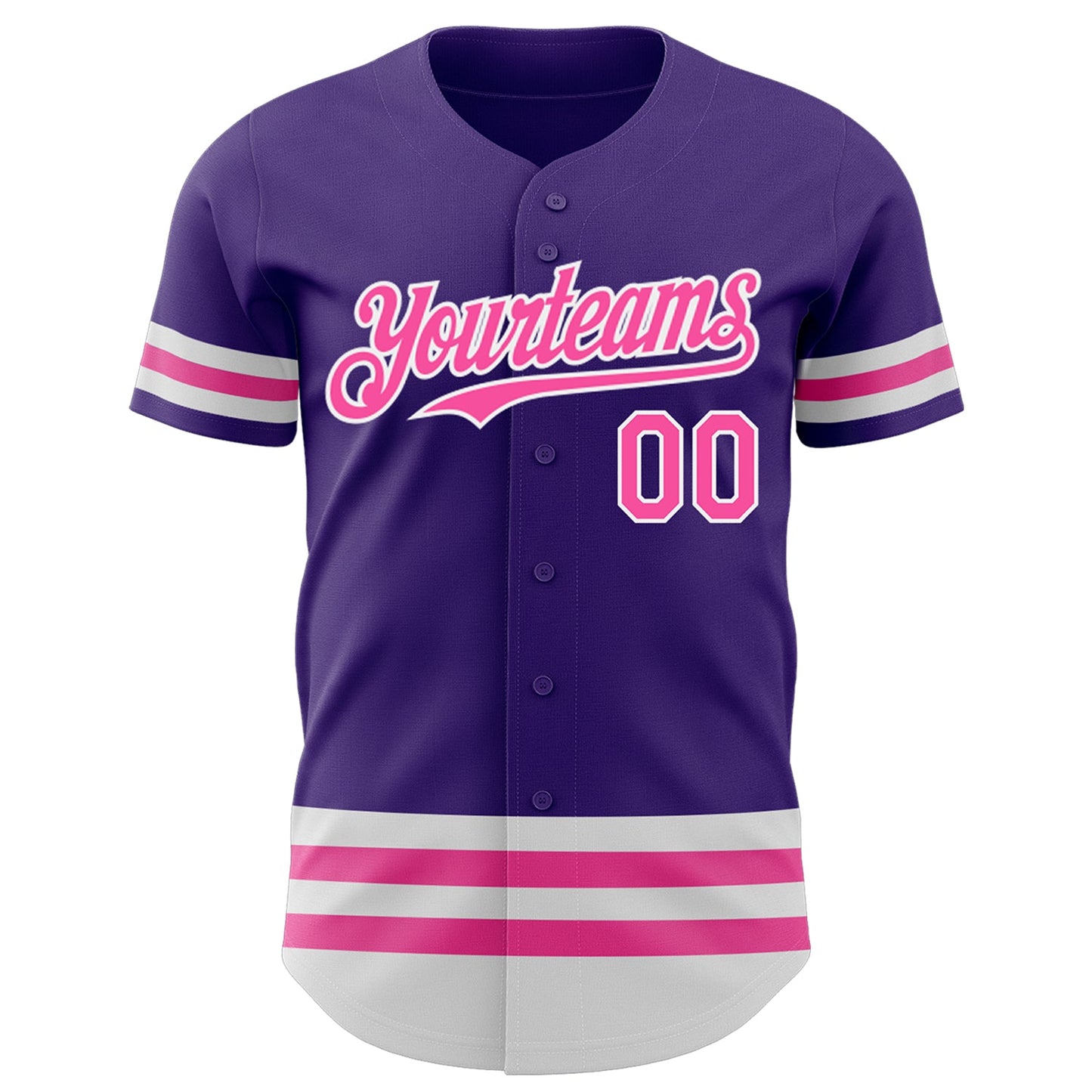 Custom Purple Pink-White Line Authentic Baseball Jersey view 2