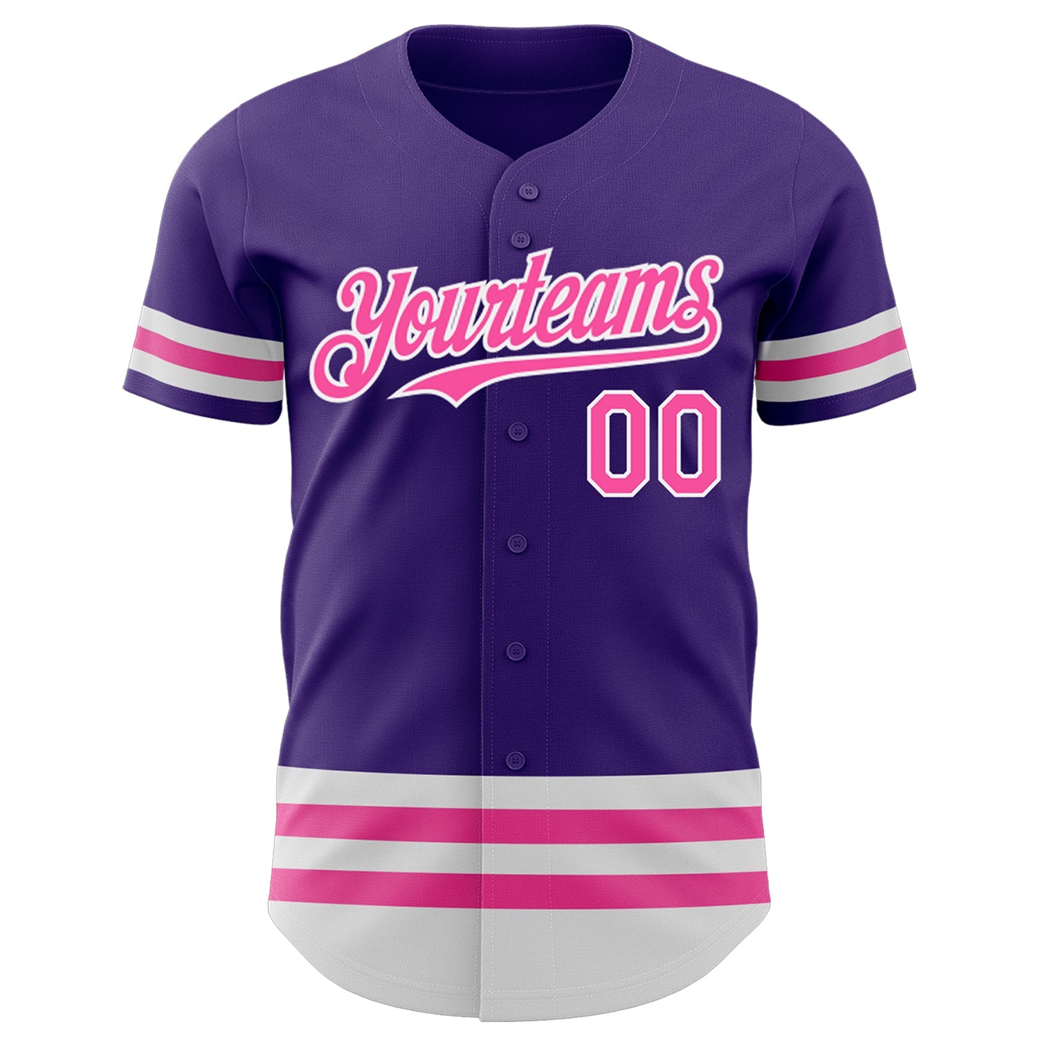 Custom Purple Pink-White Line Authentic Baseball Jersey view 2