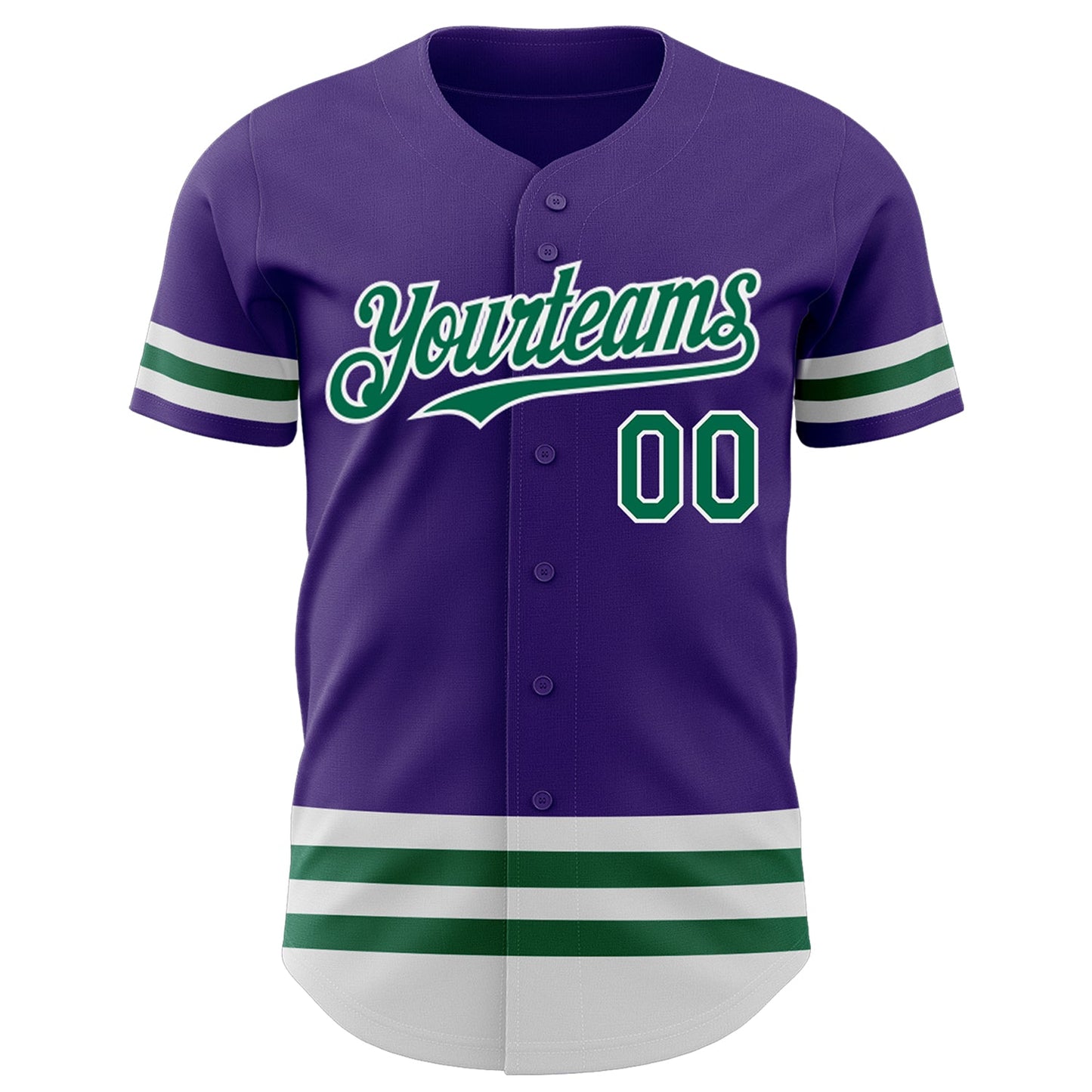 Custom Purple Kelly Green-White Line Authentic Baseball Jersey view 2