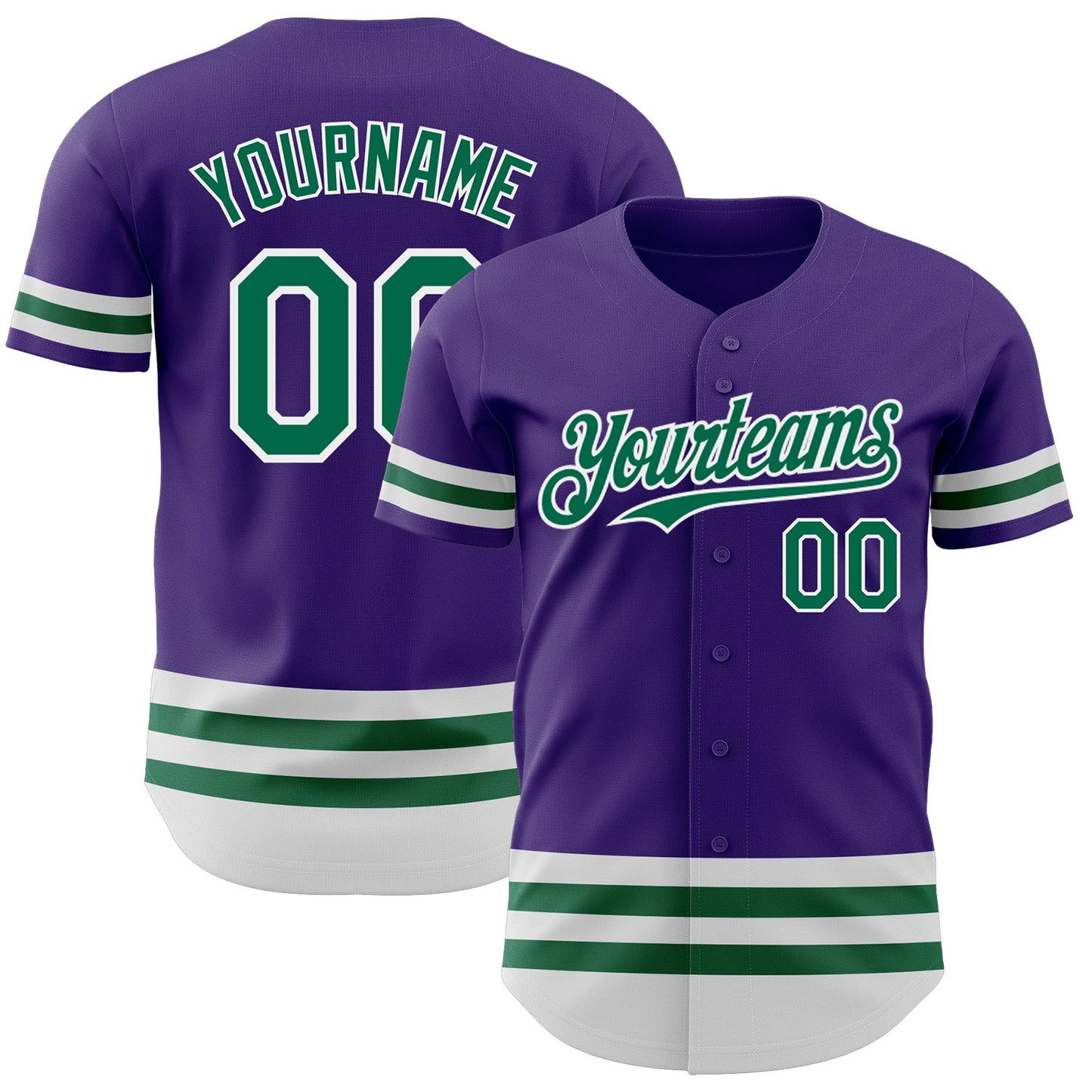 Custom Purple Kelly Green-White Line Authentic Baseball Jersey - Main View