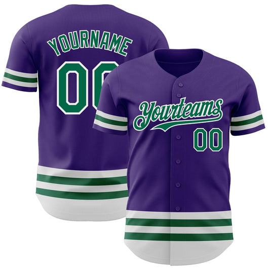 Custom Purple Kelly Green-White Line Authentic Baseball Jersey - Main View