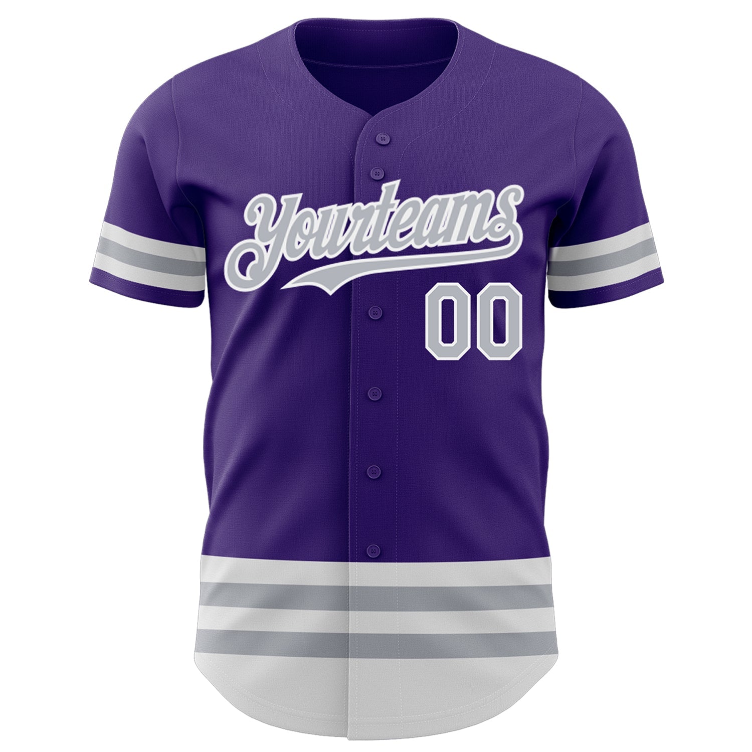Custom Purple Gray-White Line Authentic Baseball Jersey view 2
