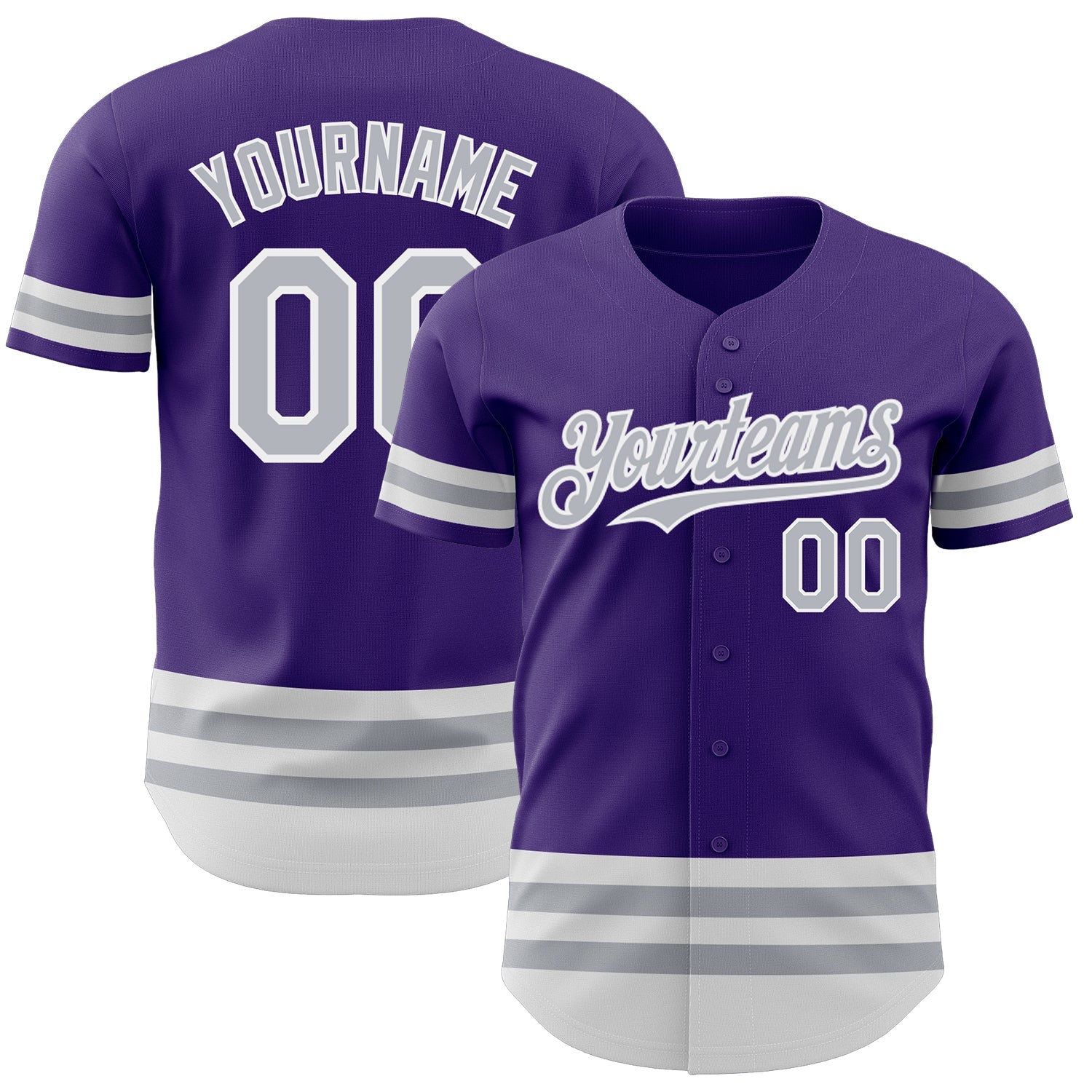 Custom Purple Gray-White Line Authentic Baseball Jersey - Main View