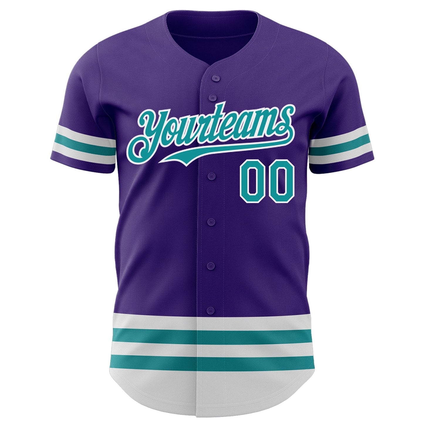 Custom Purple Teal-White Line Authentic Baseball Jersey view 2