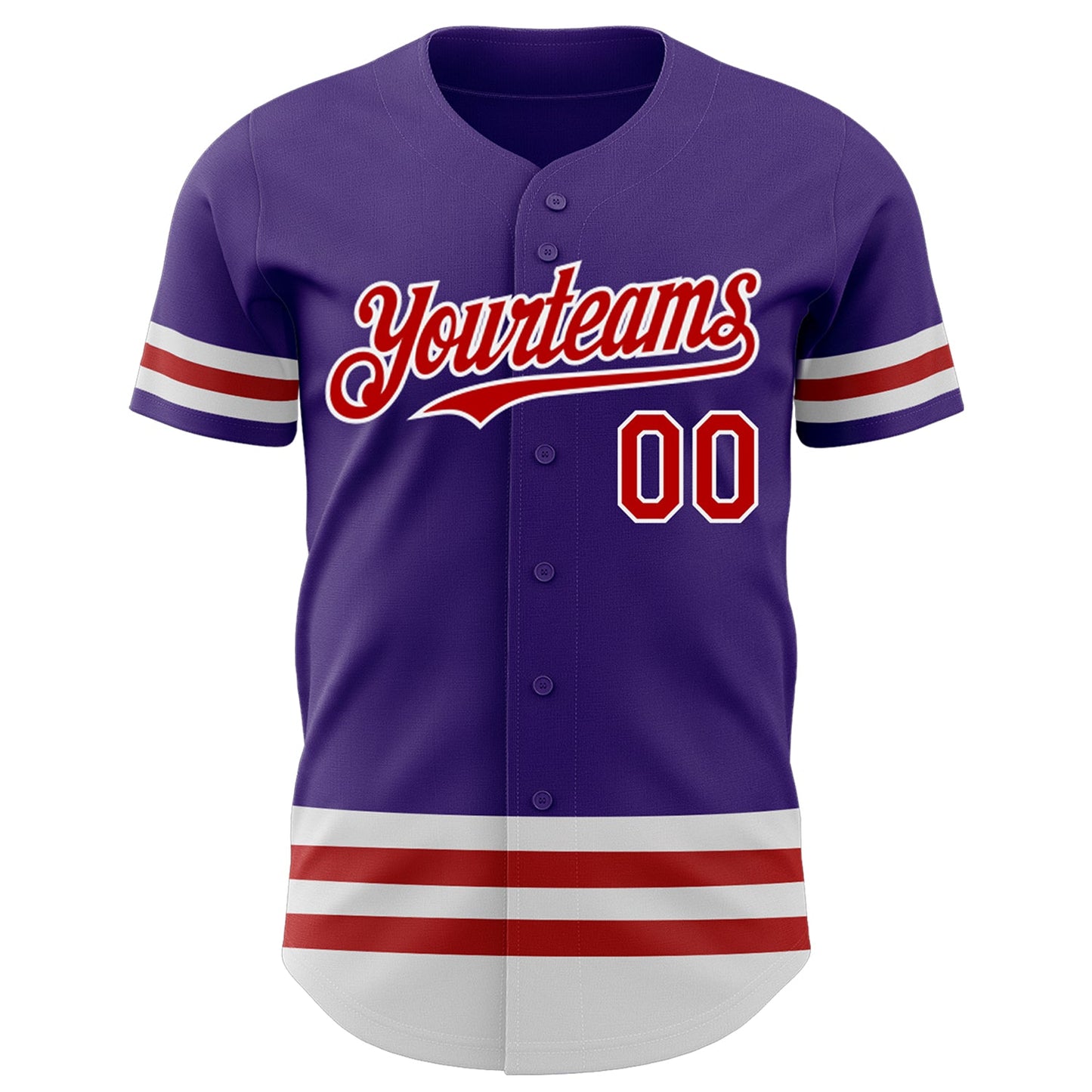 Custom Purple Red-White Line Authentic Baseball Jersey view 2