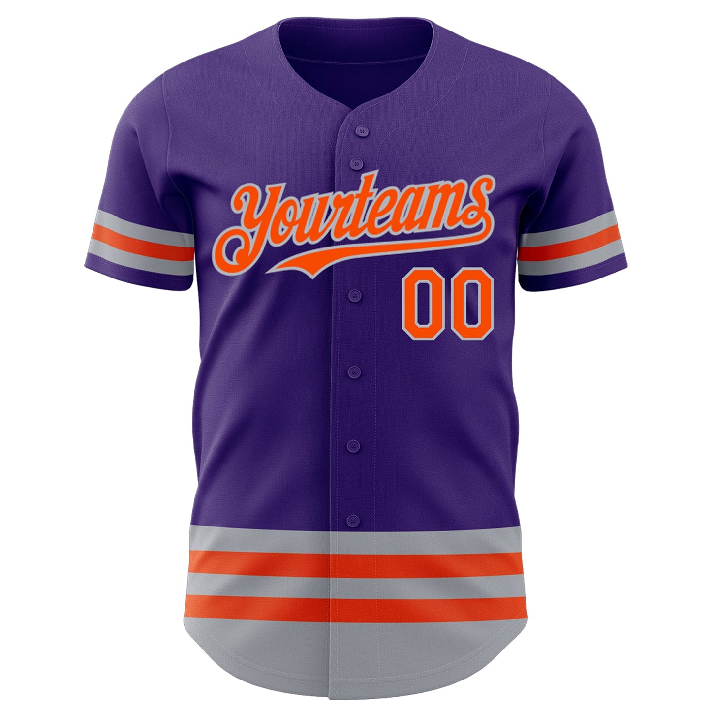 Custom Purple Orange-Gray Line Authentic Baseball Jersey view 2