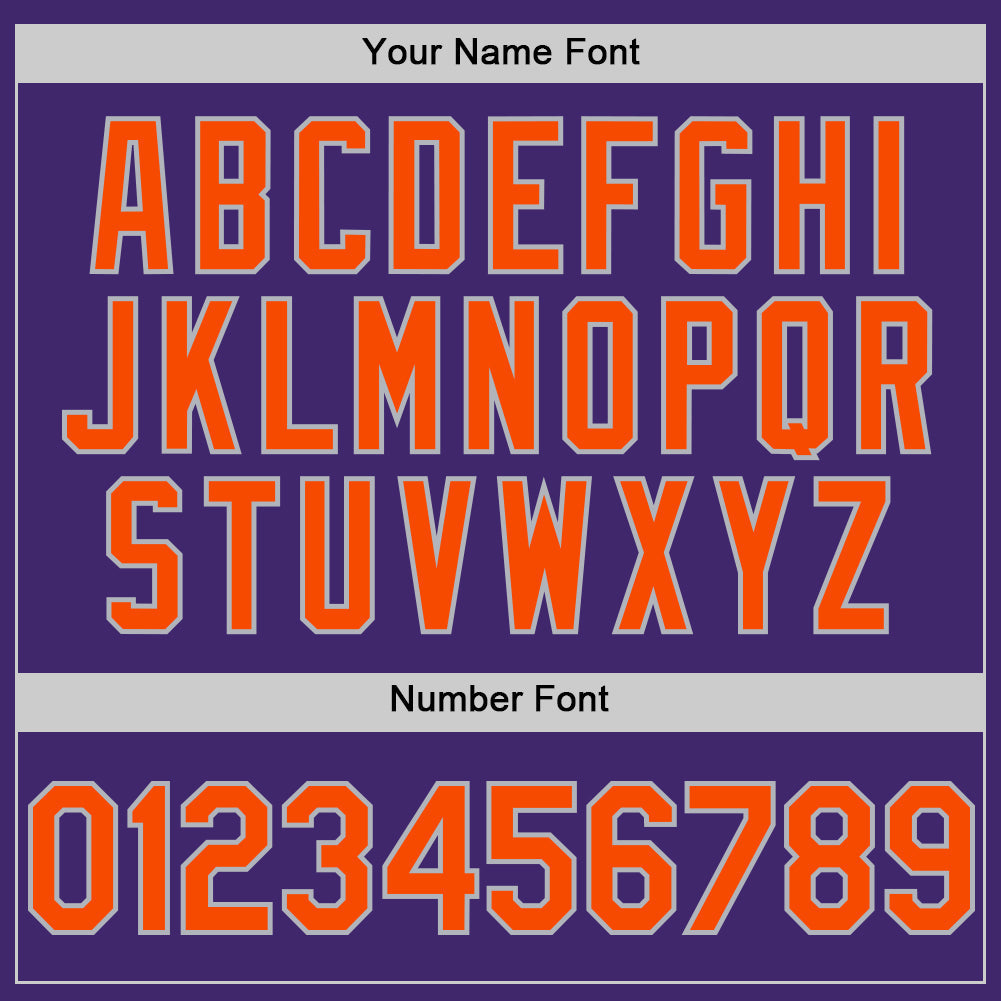 Custom Purple Orange-Gray Line Authentic Baseball Jersey view 5
