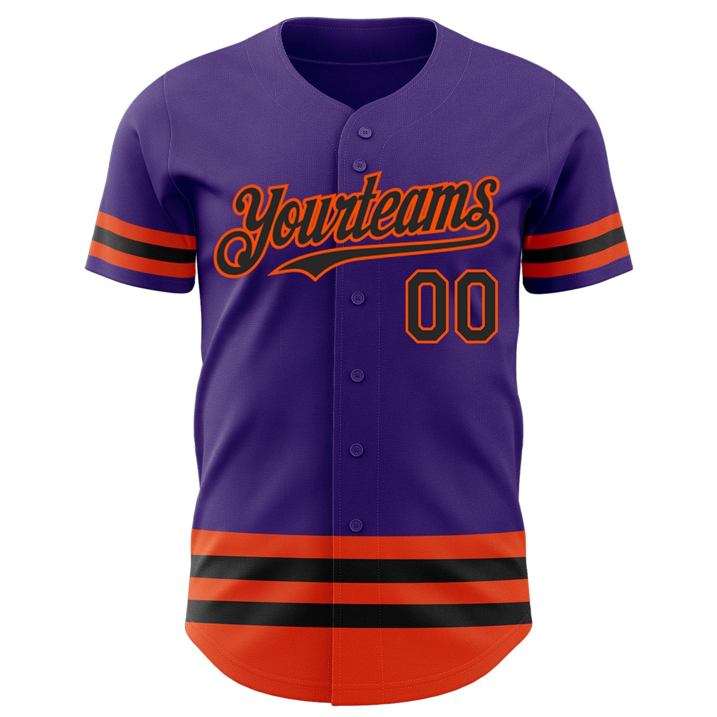 Custom Purple Black-Orange Line Authentic Baseball Jersey view 2