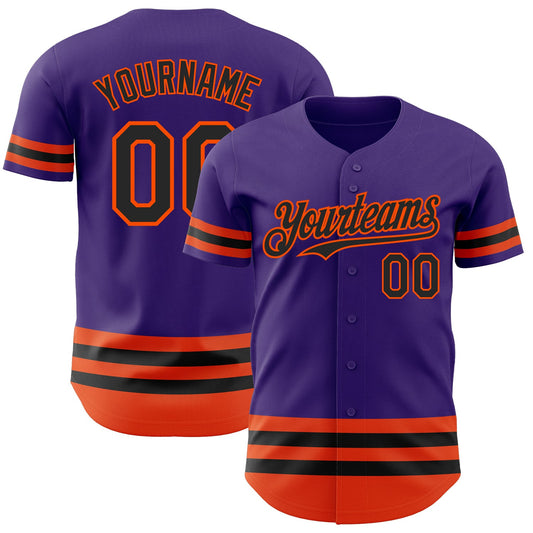 Custom Purple Black-Orange Line Authentic Baseball Jersey - Main View