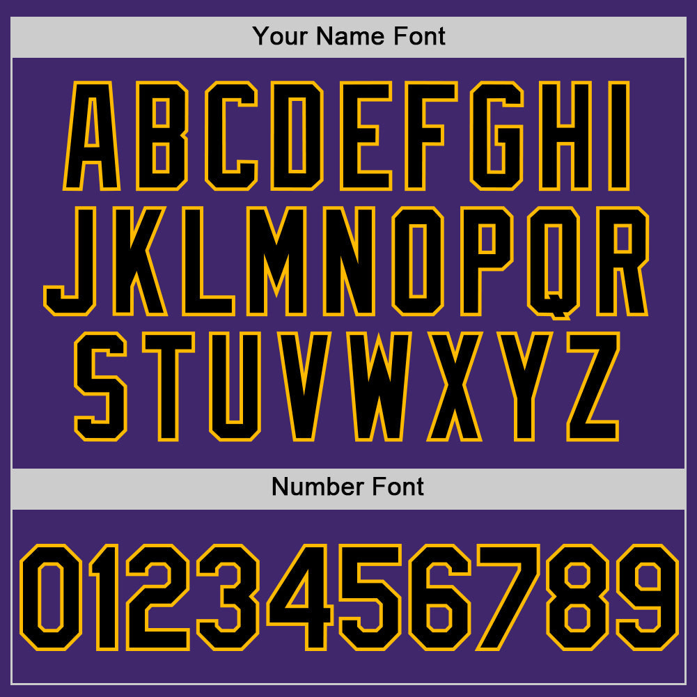 Custom Purple Black-Gold Line Authentic Baseball Jersey view 5