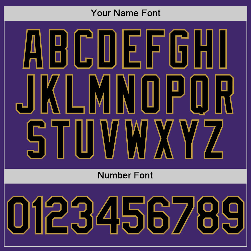 Custom Purple Black-Old Gold Line Authentic Baseball Jersey view 5