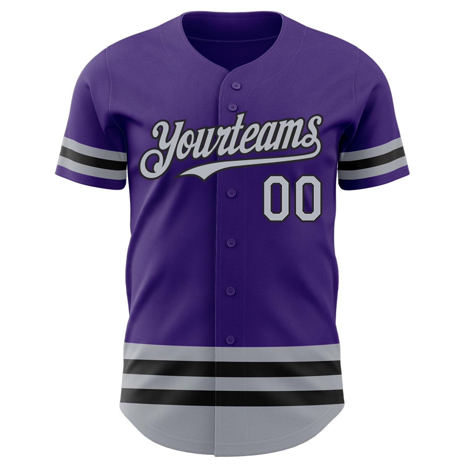 Custom Purple Gray-Black Line Authentic Baseball Jersey view 2