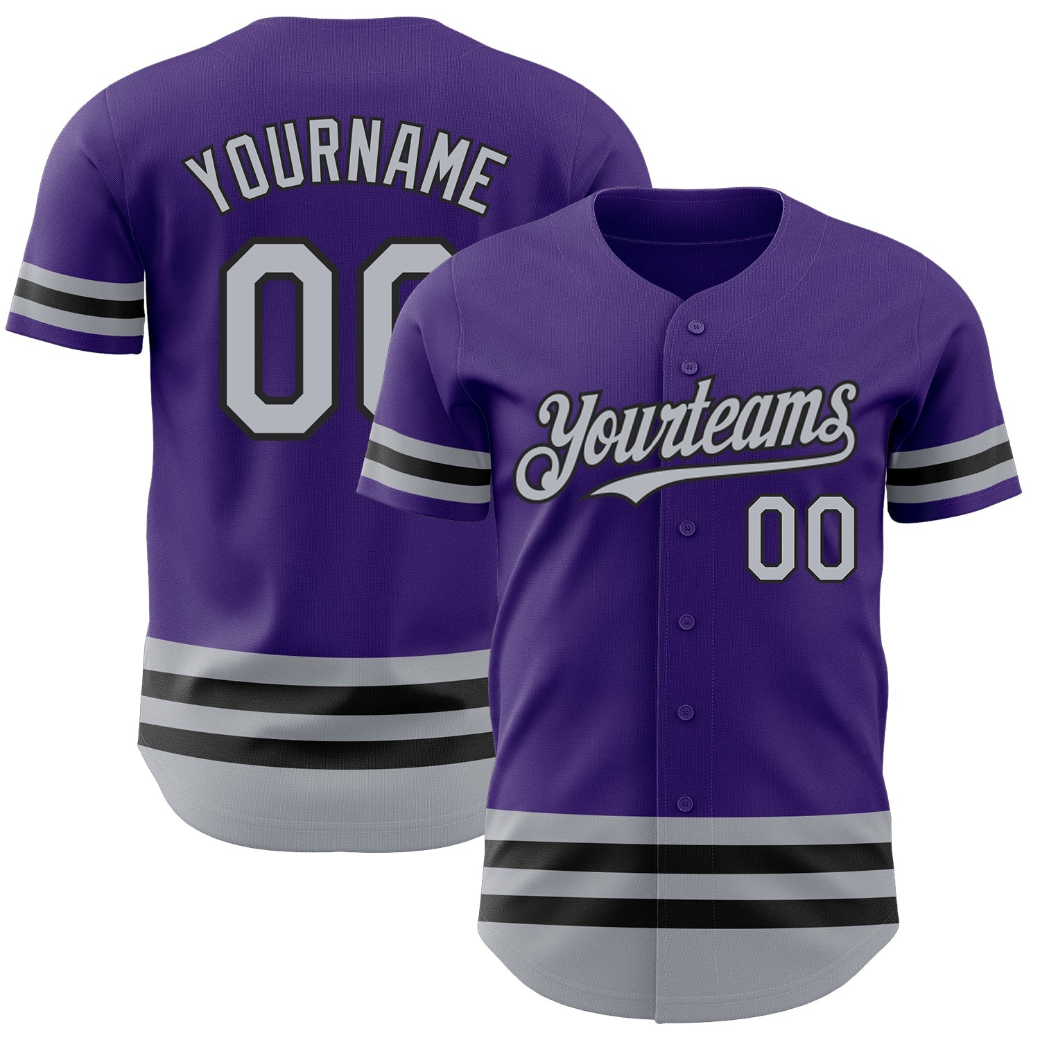Custom Purple Gray-Black Line Authentic Baseball Jersey - Main View