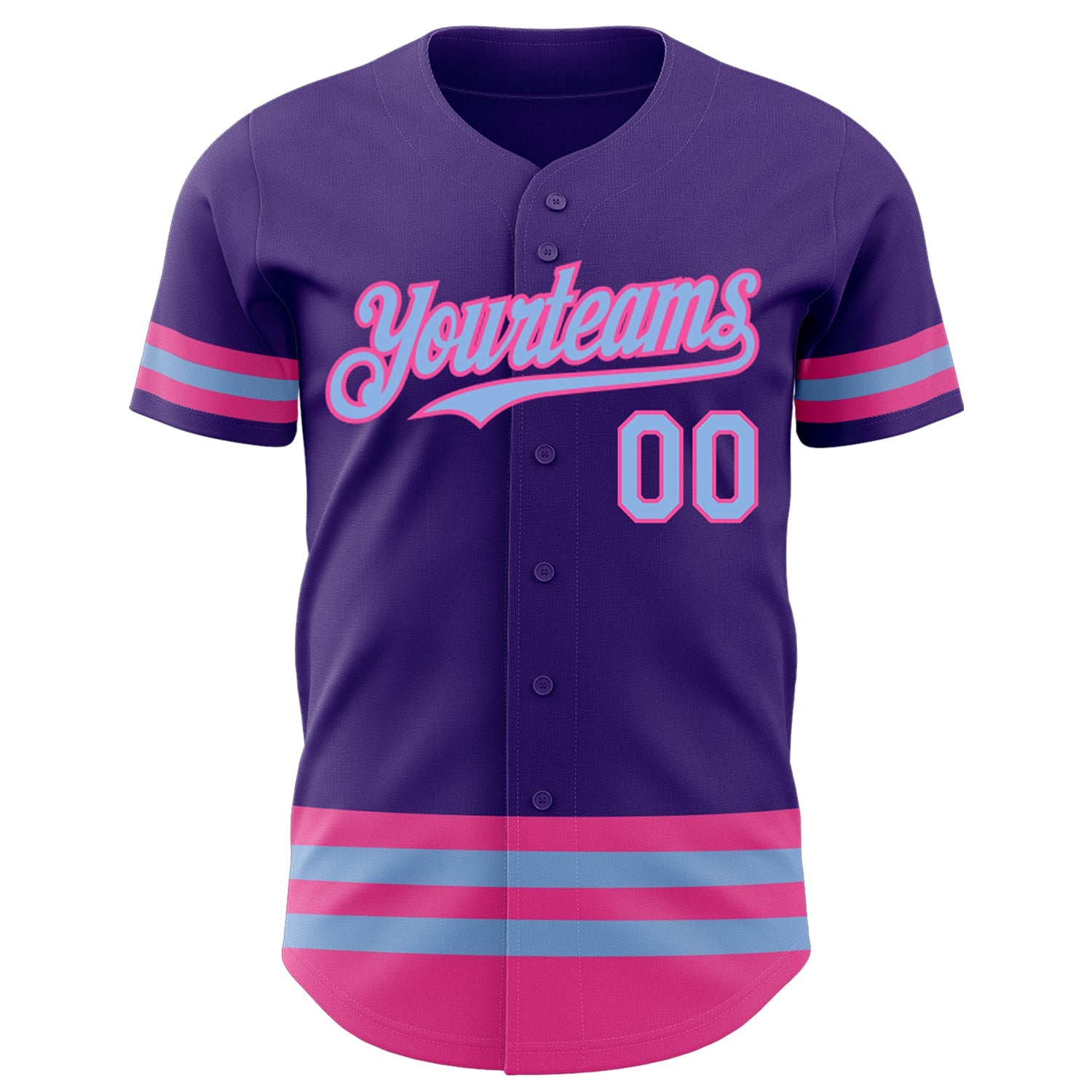 Custom Purple Light Blue-Pink Line Authentic Baseball Jersey view 2